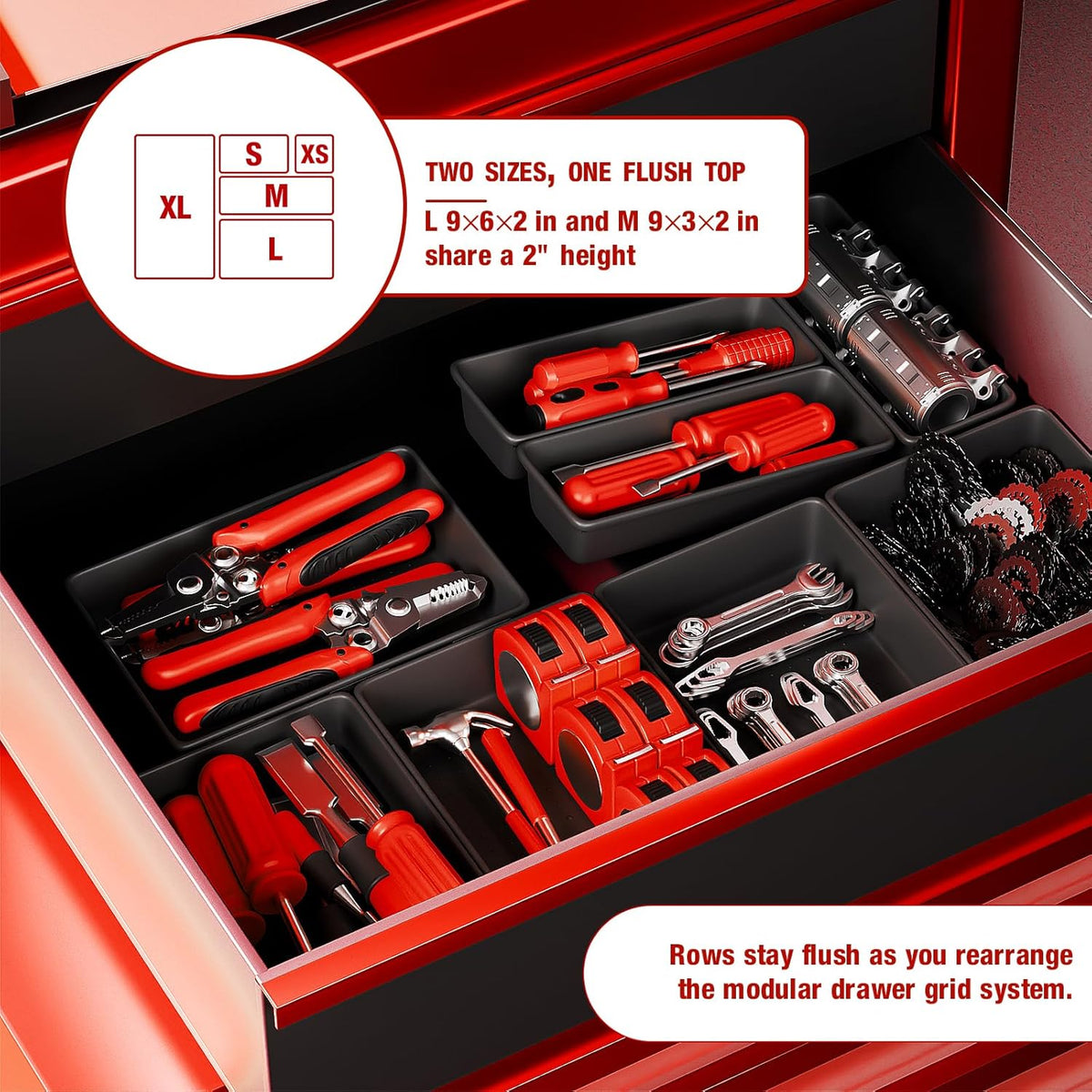 10 PCS Tool Box Drawer Organizers, Large & Medium Tool Trays for Tool Box Organization, Tool