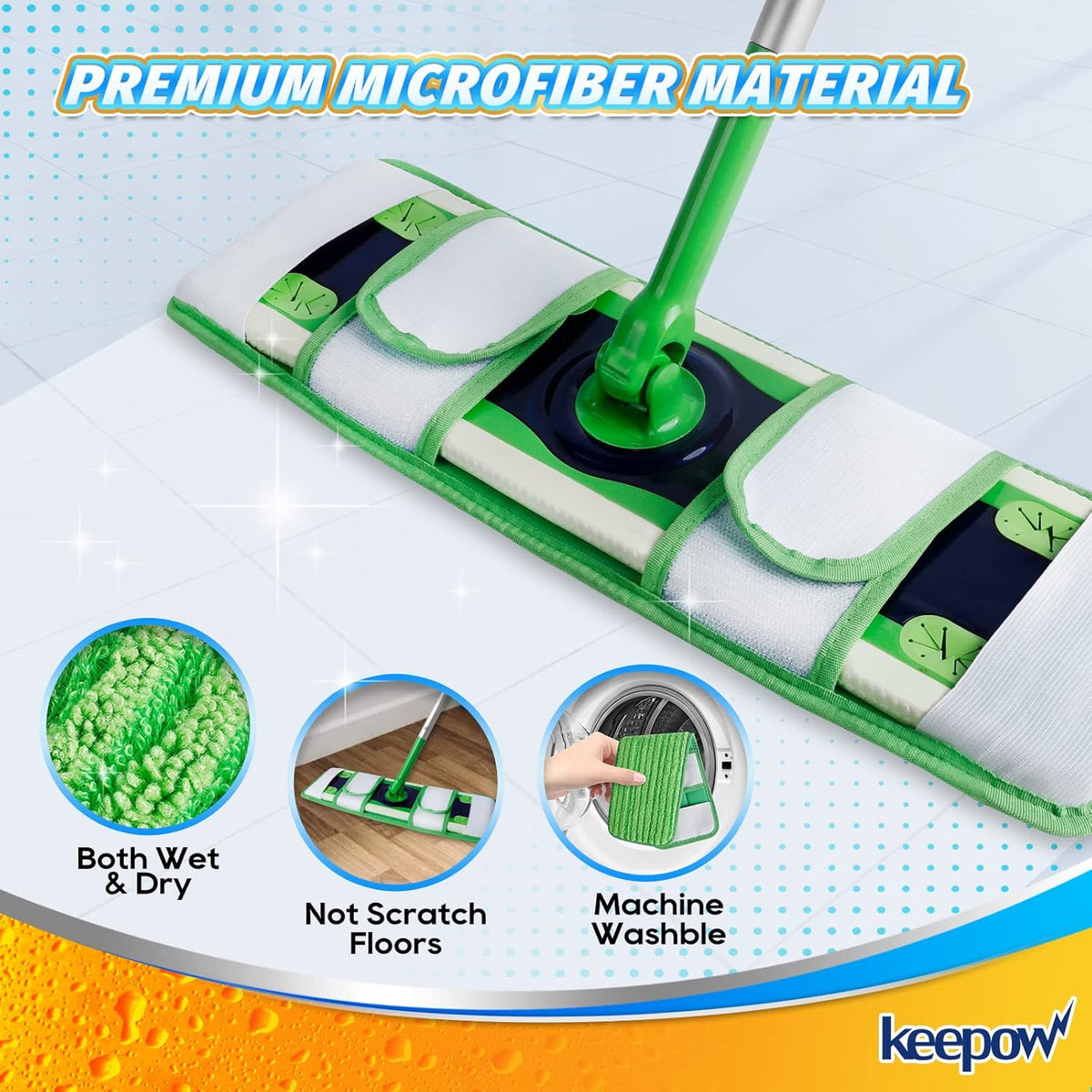 KEEPOW XL Wet Pads Refills for Swiffer XL, Wet Mopping Cloths for Swiffer XL Mop, Reusable