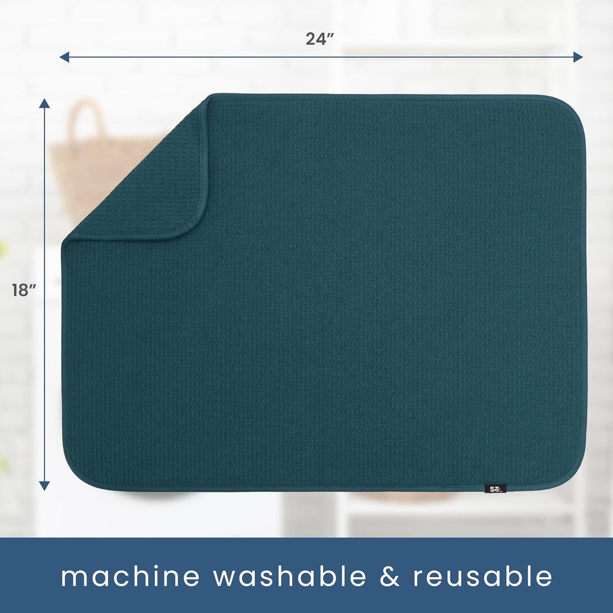 S&T INC. Dish Drying Mat XL, 18” x 24”, Absorbent Microfiber Kitchen Counter Mat, Dish Drying Pad