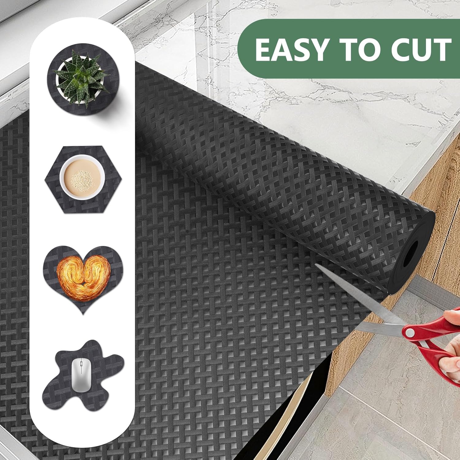 Shelf Liners, Non-Adhesive Drawer Liner, Waterproof & Oil-Proof Kitchen Cabinet Cupboard Liner