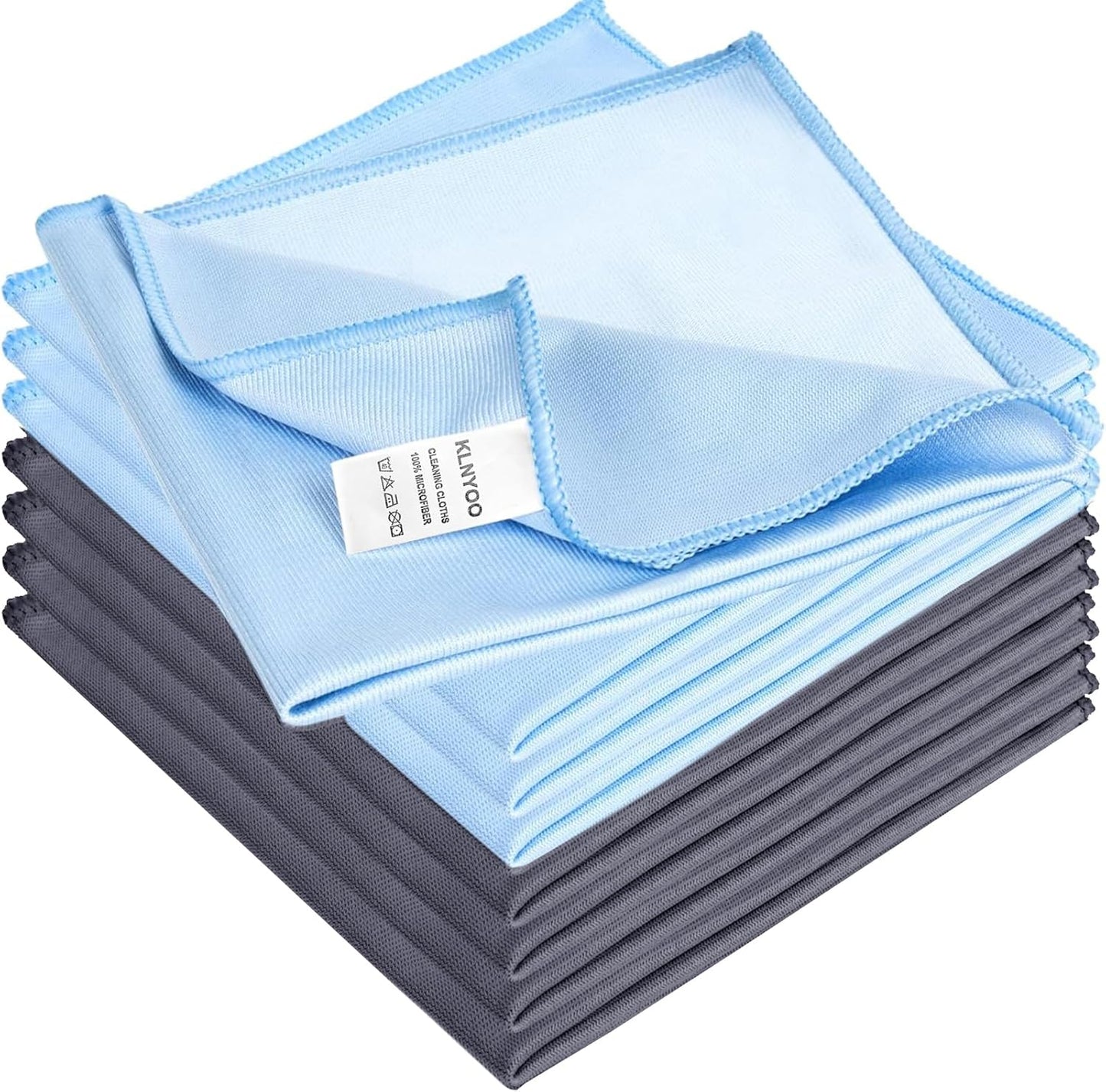 KLNYOO Microfiber Glass Cleaning Cloths Lint Free Streak Free Quickly and Easily Clean Windows &