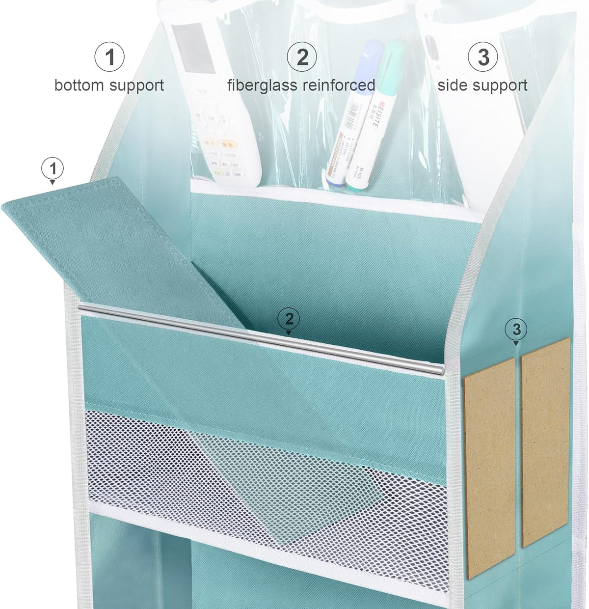 Univivi 6-Shelf Over Door Hanging Organizer Fabric Baby Door Storage with 5 Large Pockets and 3