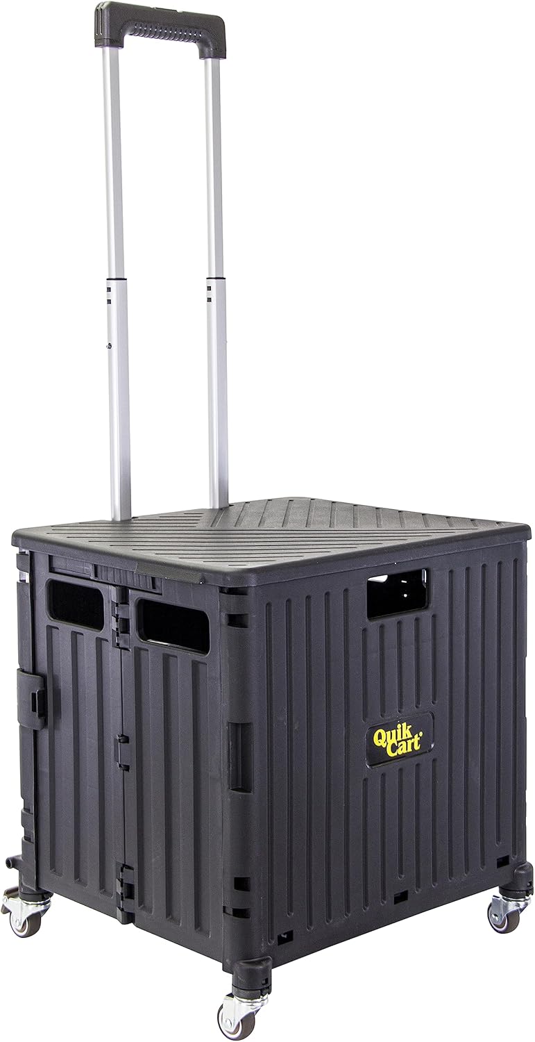 dbest products Quik Cart 360 Four Wheeled Rolling Crate Teacher Utility with seat Heavy Duty