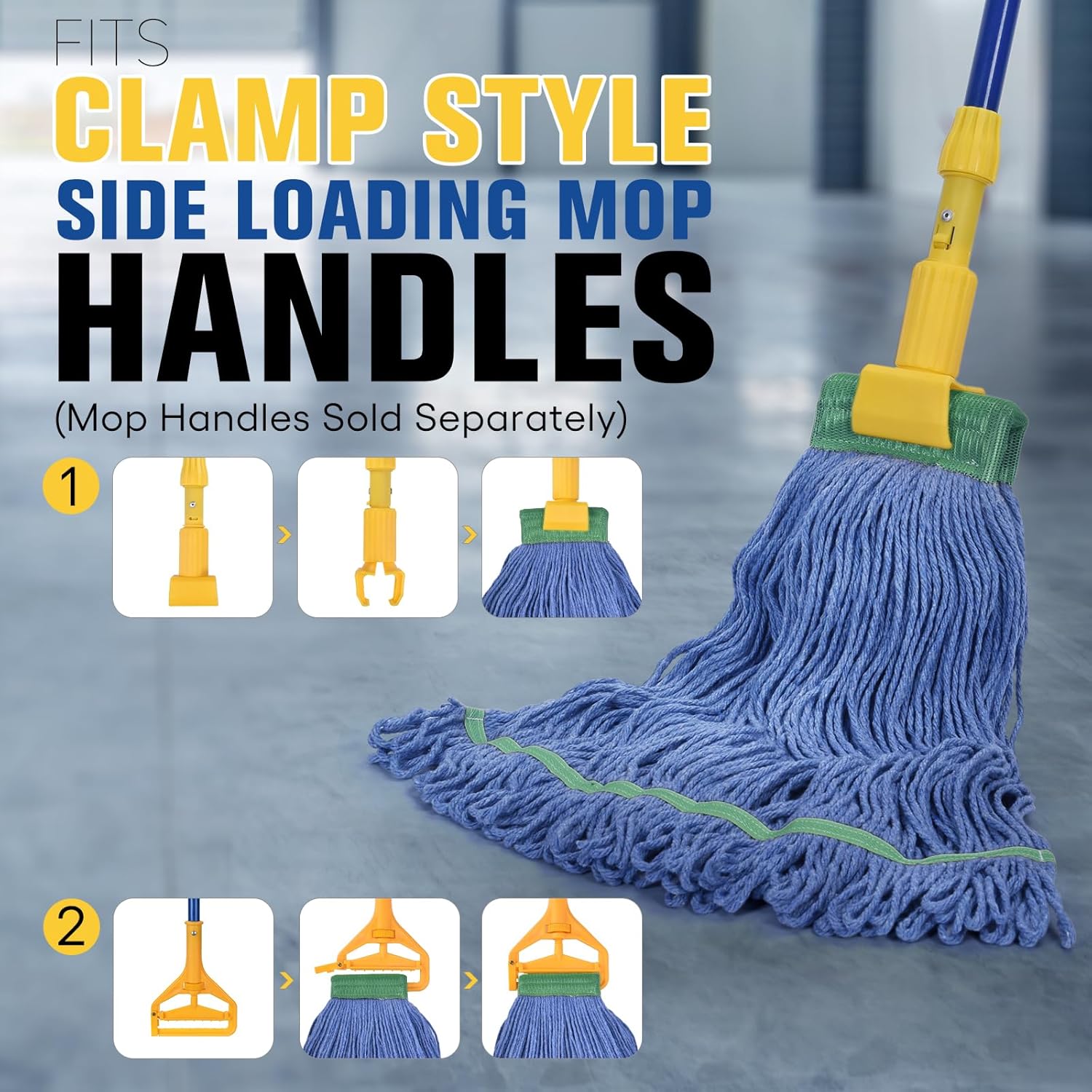 Matthew Cleaning Commercial Mop Head Replacement, 5 Inch Wide Headband, Looped End Cotton Blend