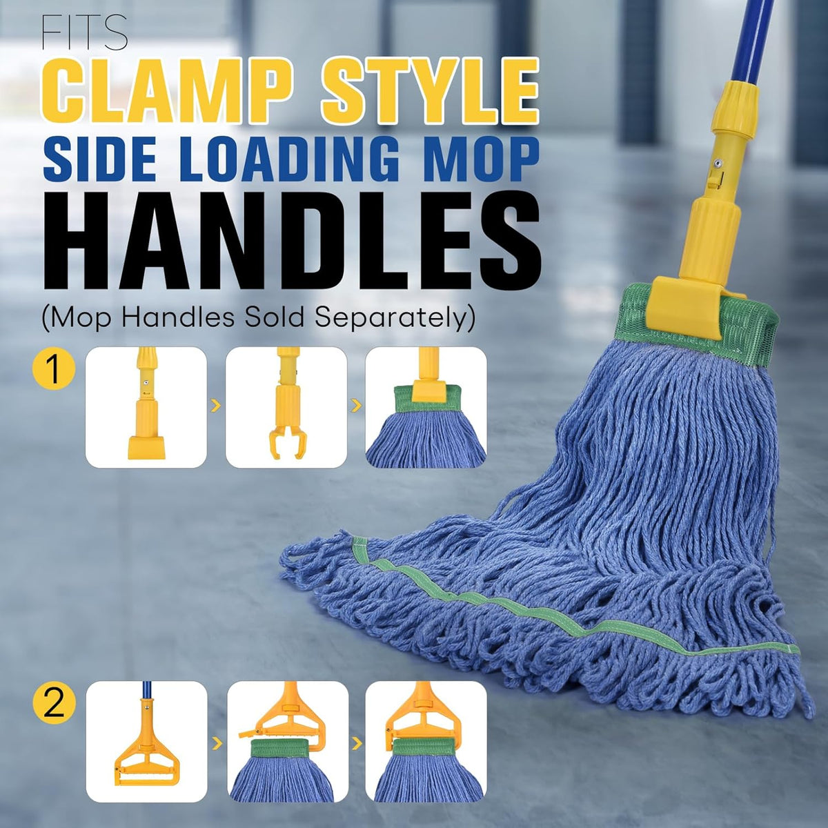 Matthew Cleaning Commercial Mop Head Replacement, 5 Inch Wide Headband, Looped End Cotton Blend