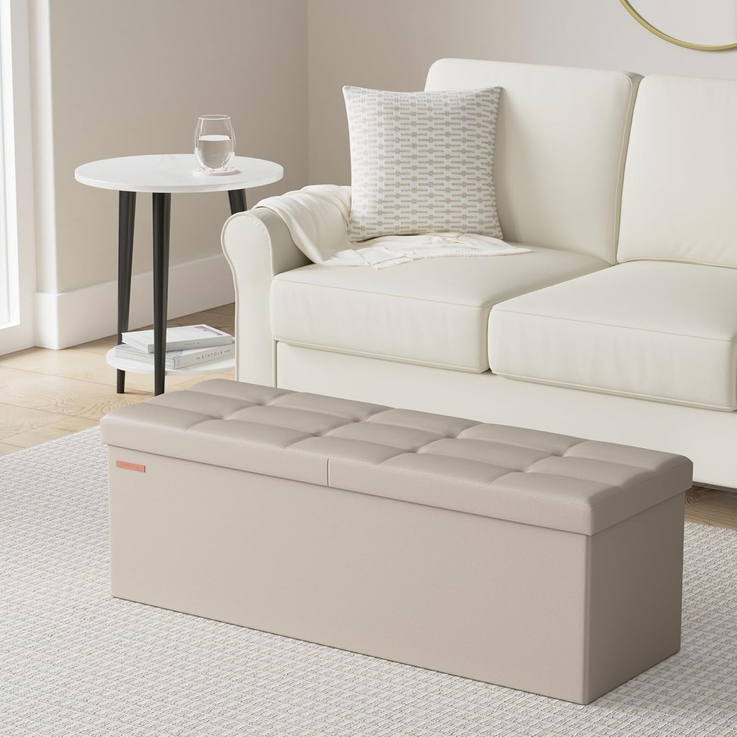 SONGMICS MAZIE Collection - 43 Inches Storage Ottoman Bench with Flipping Lid, Storage Chest with