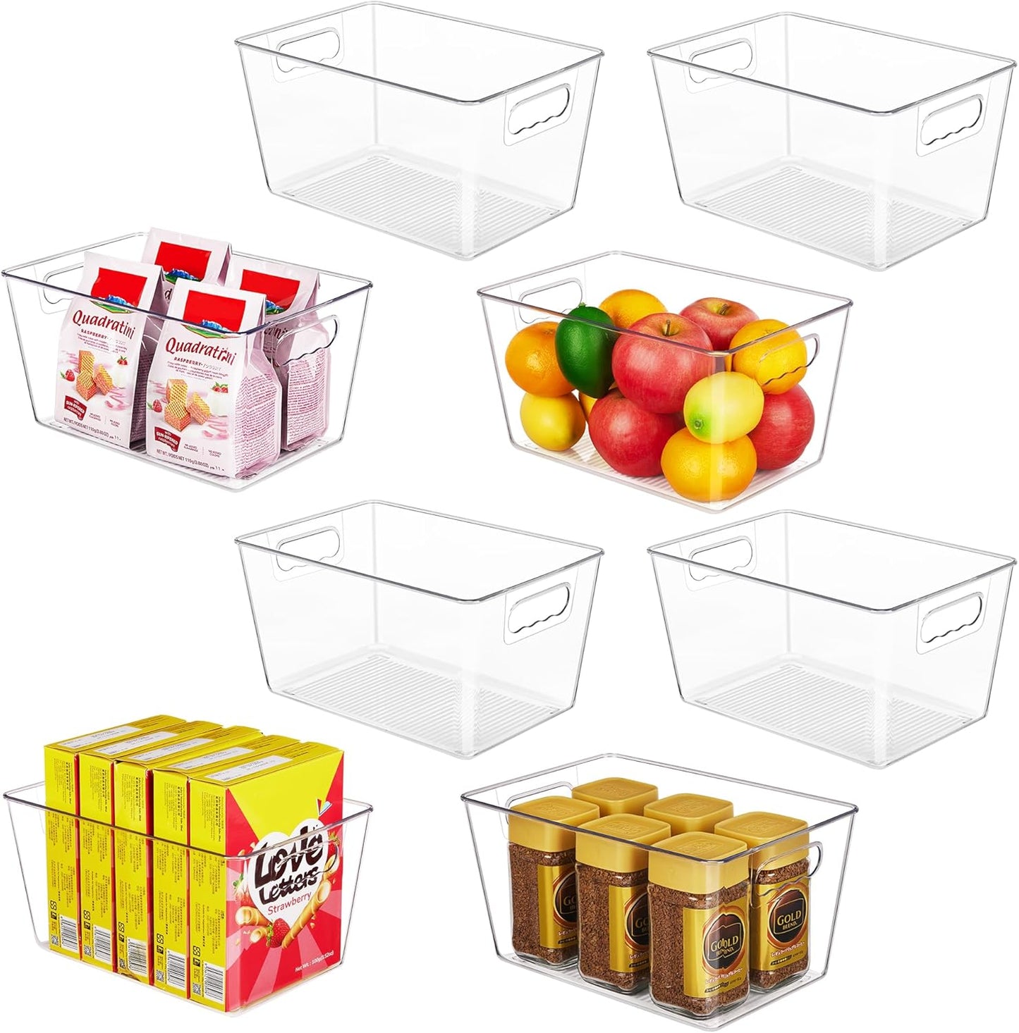 YIHONG Clear Plastic Storage Bins, 8 Pack Pantry Organizer Bins with Handle for Kitchen