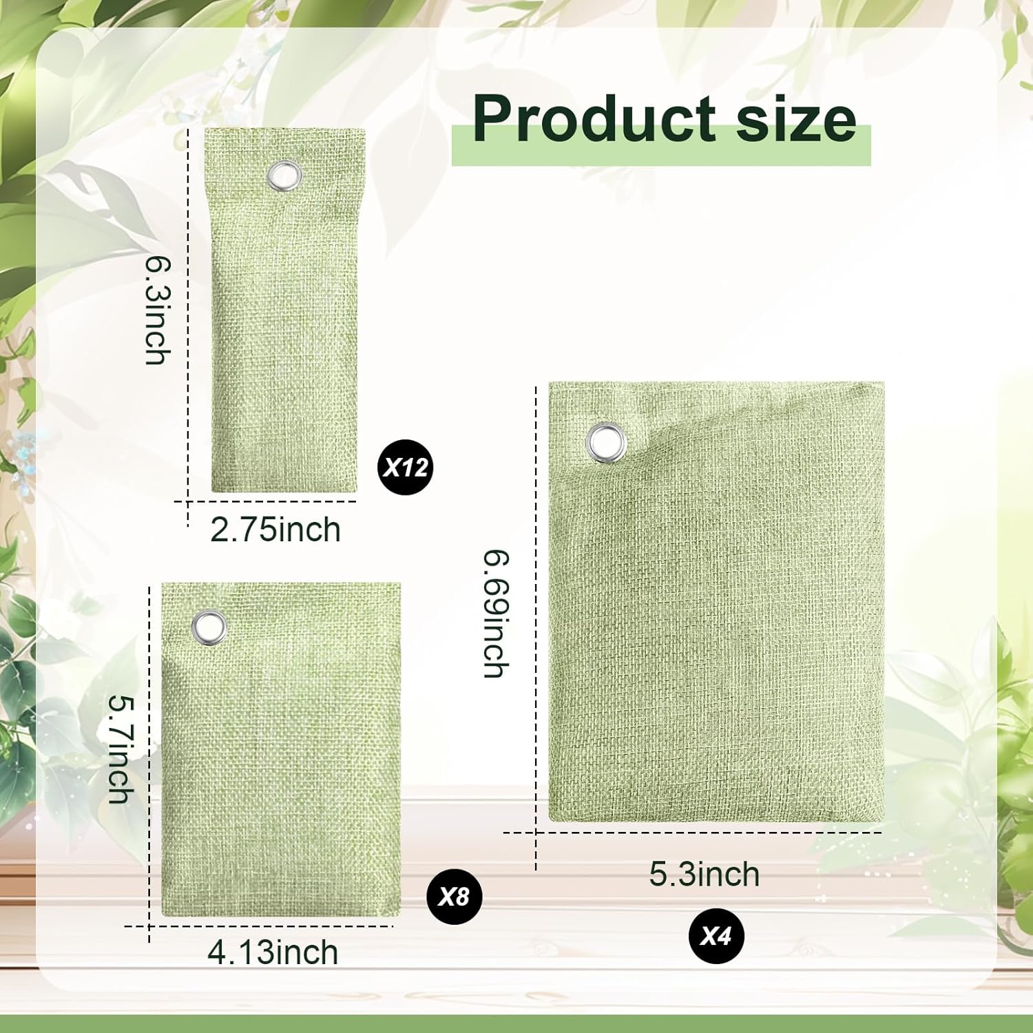 Nuanchu 24 Pcs Activated Charcoal Odor Absorber 50g/100g/200g, Air Purifying Bamboo Charcoal Bags