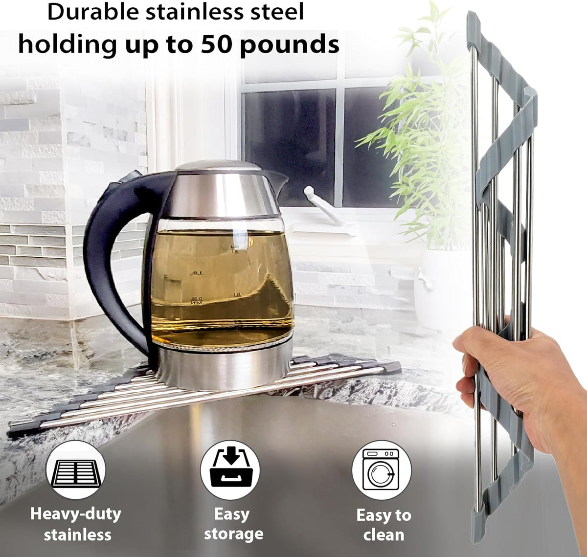 Roll Up Sponge Holder for Counter, Sink Organizer for Kitchen, Bathroom, Laundry Room