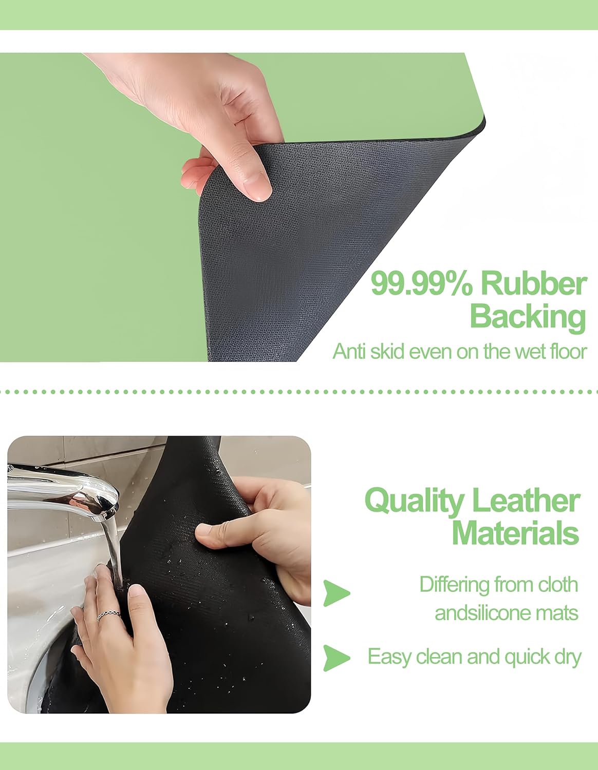 Dish Drying Mat for Kitchen Counter, 16"x24" Dish Drying Pad with Non-slip Rubber Backed, Hide
