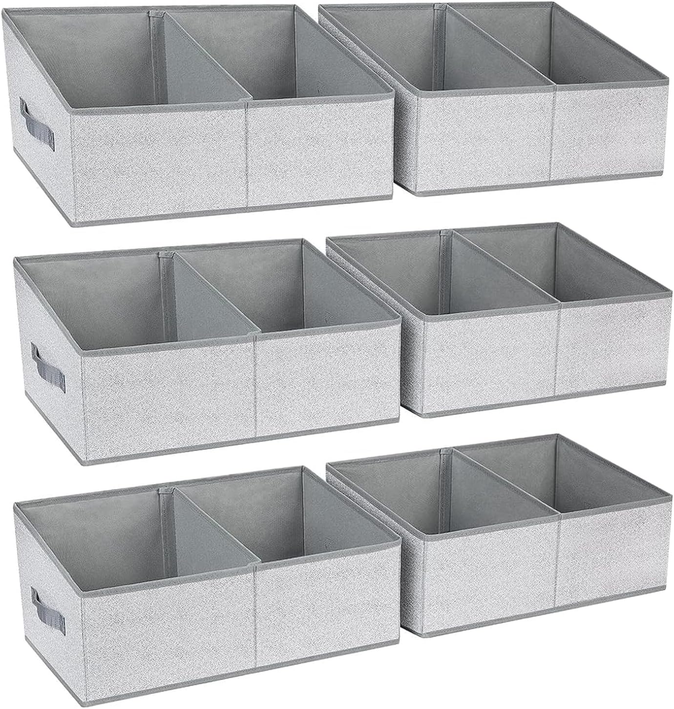 DIMJ Large Closet Shelf Organizer Bins 6 Packs with Handles and Divider, Fabric Trapezoid Storage