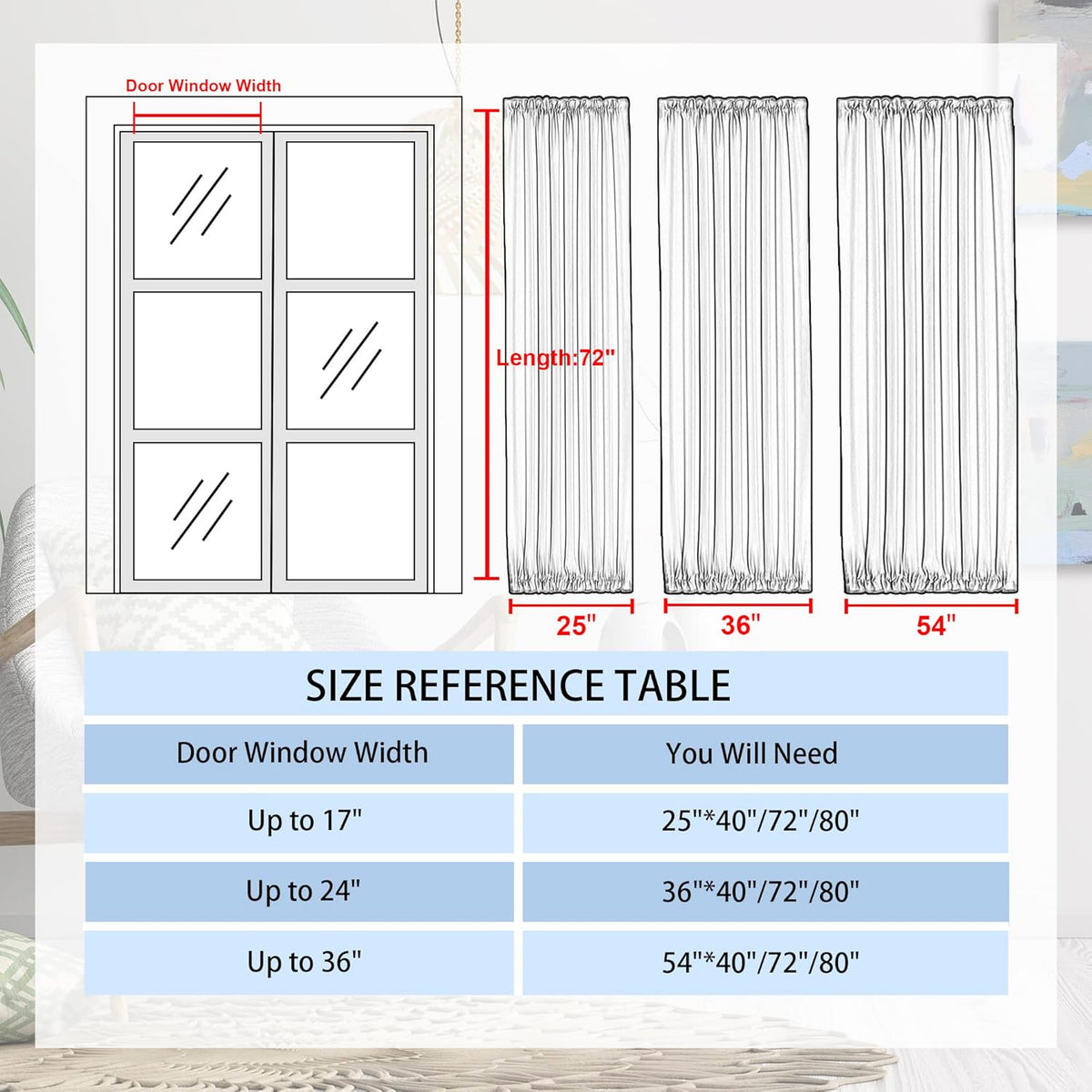 DWCN French Door Curtains – Rod Pocket Thermal Blackout Curtain for Doors with Glass Window