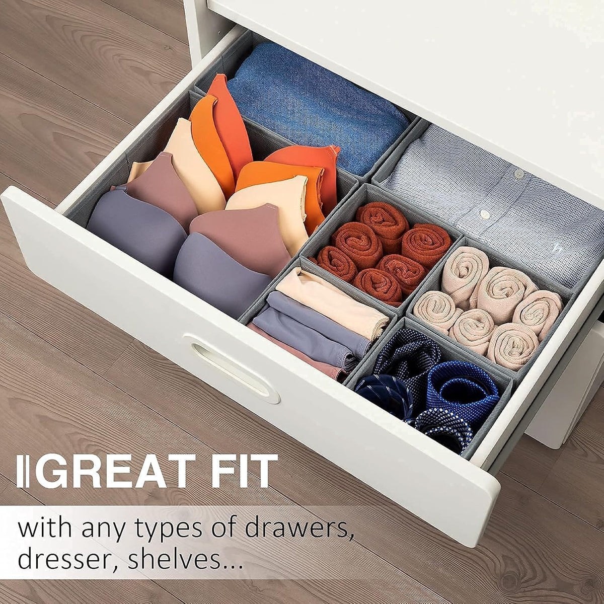 Criusia Drawer Organizer Clothes, 8 Pack Underwear Organizer, Foldable Closet Organizers and