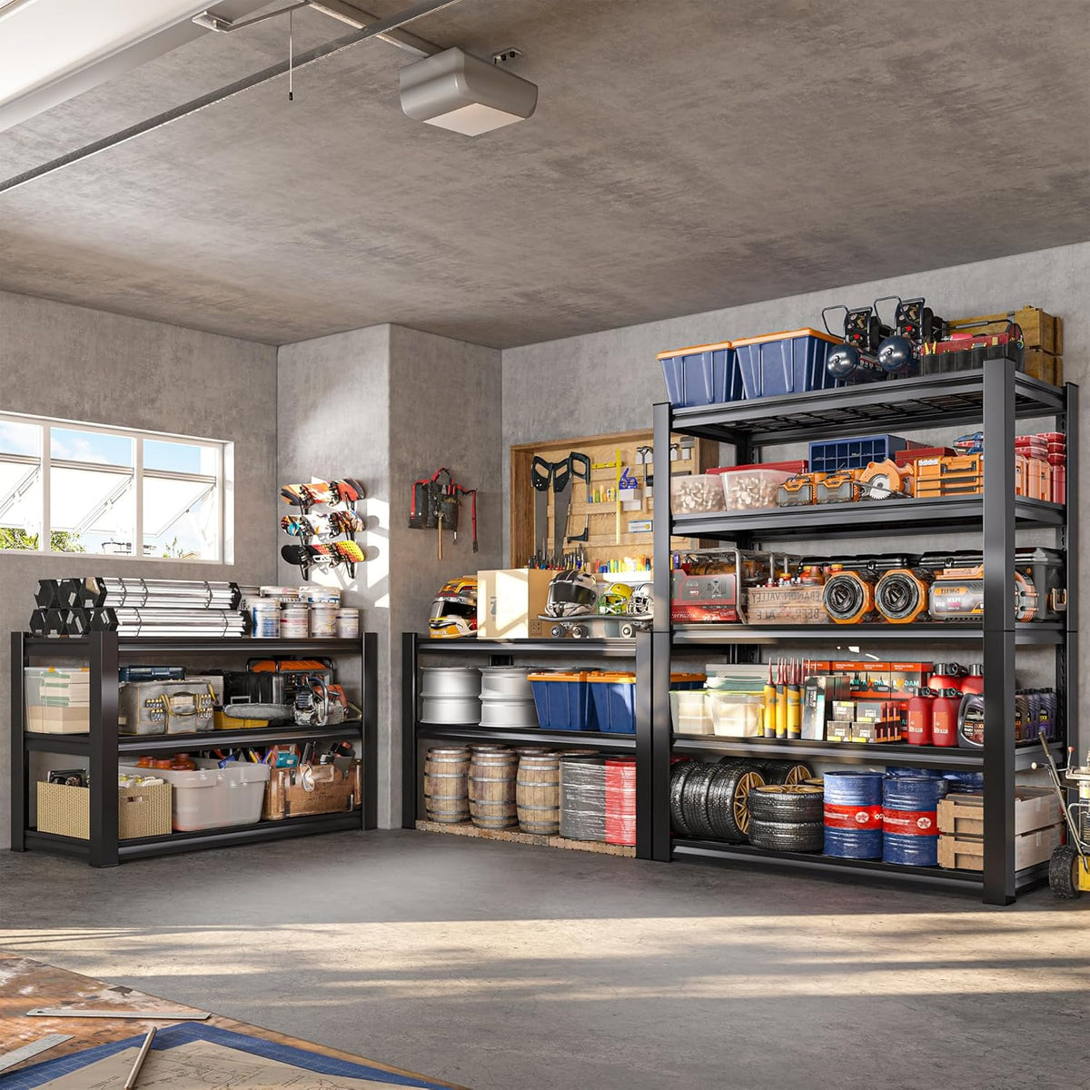 REIBII 3010LBS Storage Shelves 72" H Garage Shelving Heavy Duty Metal Shelving 5 Tier Adjustable