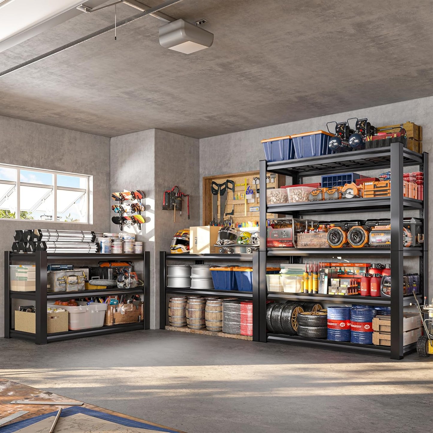 REIBII 3010LBS Storage Shelves 72" H Garage Shelving Heavy Duty Metal Shelving 5 Tier Adjustable