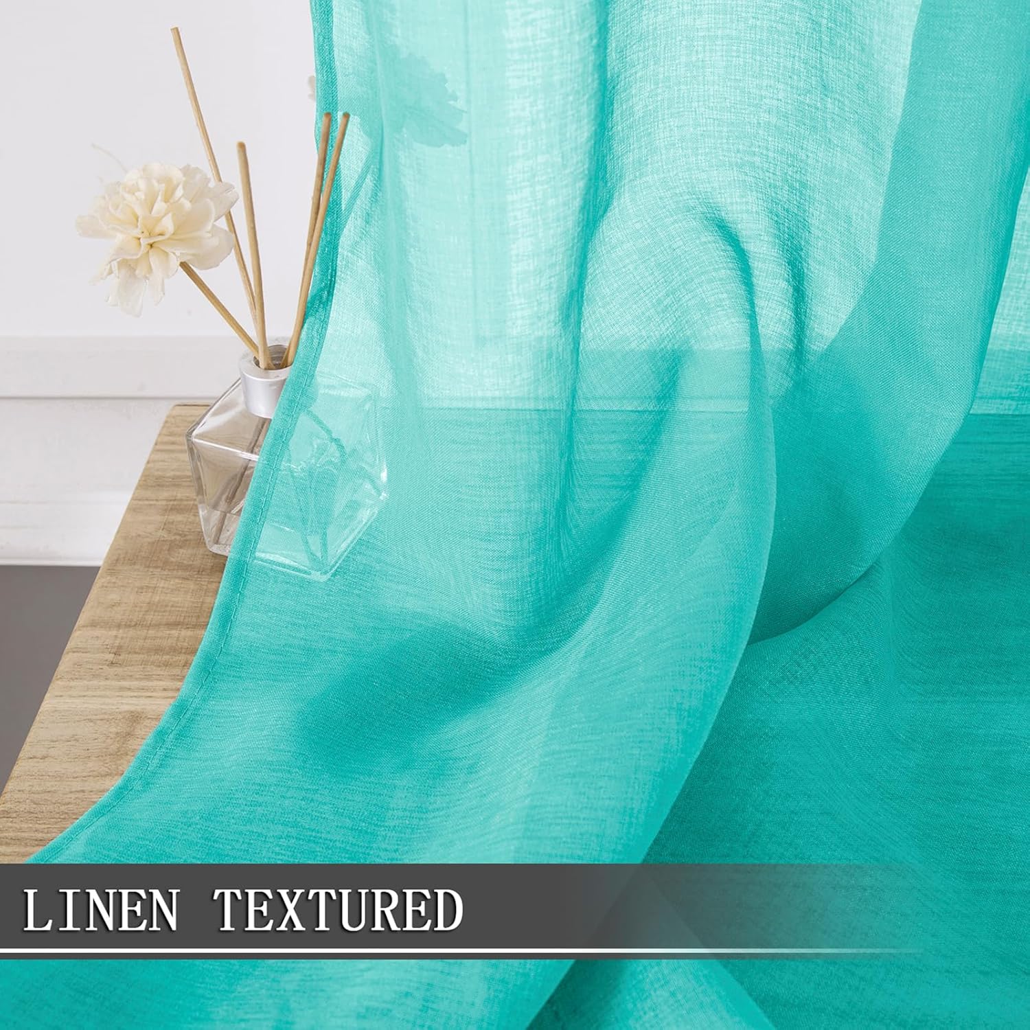 Tollpiz Sheer Tier Curtains Kitchen Linen Textured Half Curtain Sheers Light Filtering Rod Pocket