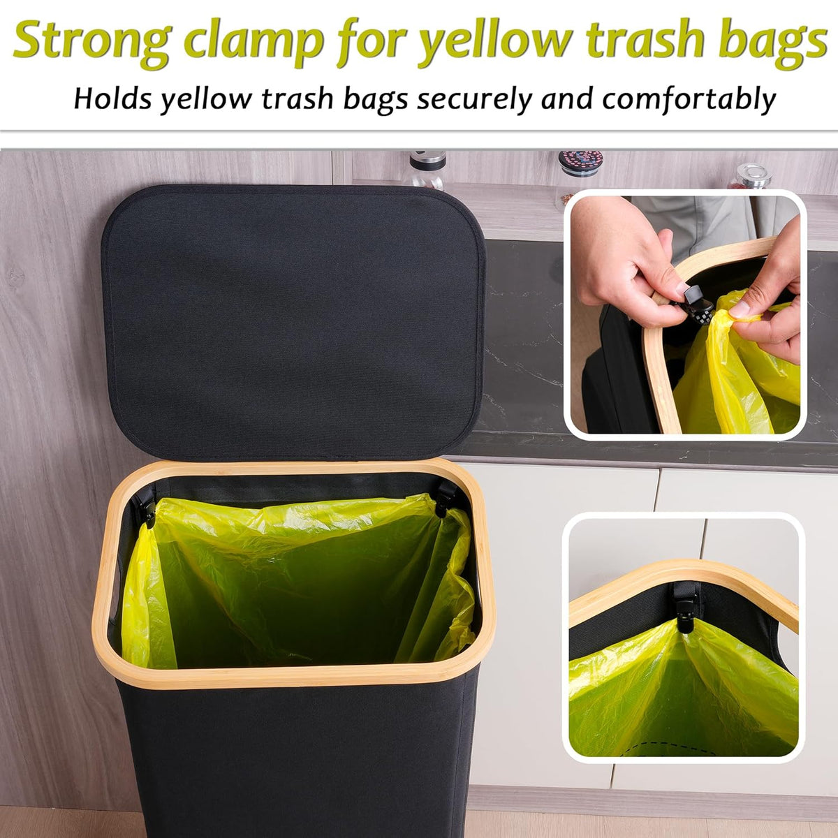 efluky Recycling Bin Holder 100L, 26 Gallon Trash Can with Lid, Garbage Bag Holder for Yellow Bags