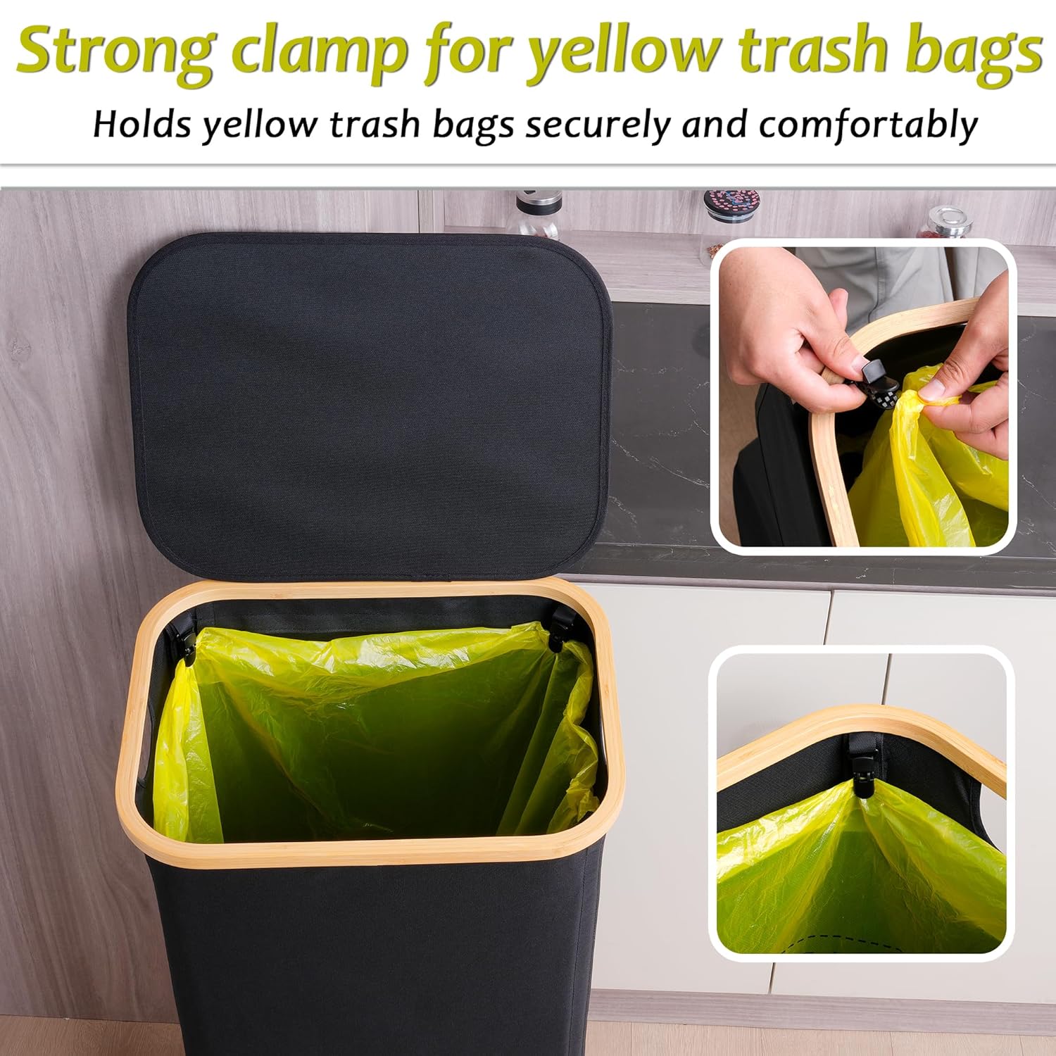 efluky Recycling Bin Holder 100L, 26 Gallon Trash Can with Lid, Garbage Bag Holder for Yellow Bags
