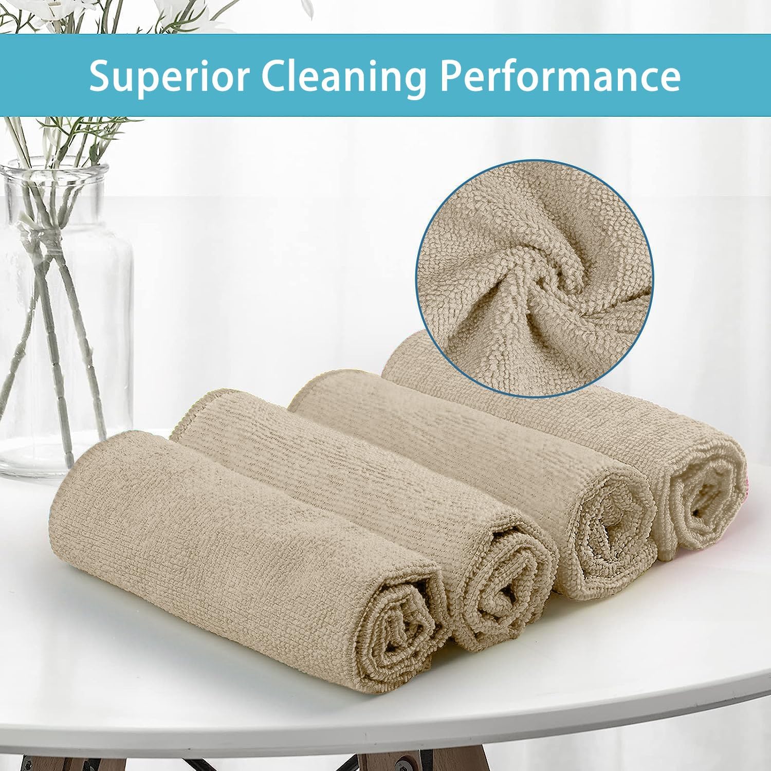 HOMEXCEL Brown Microfiber Cleaning Cloth, 50 Pack Cleaning Towels for Kitchen, Lint Free