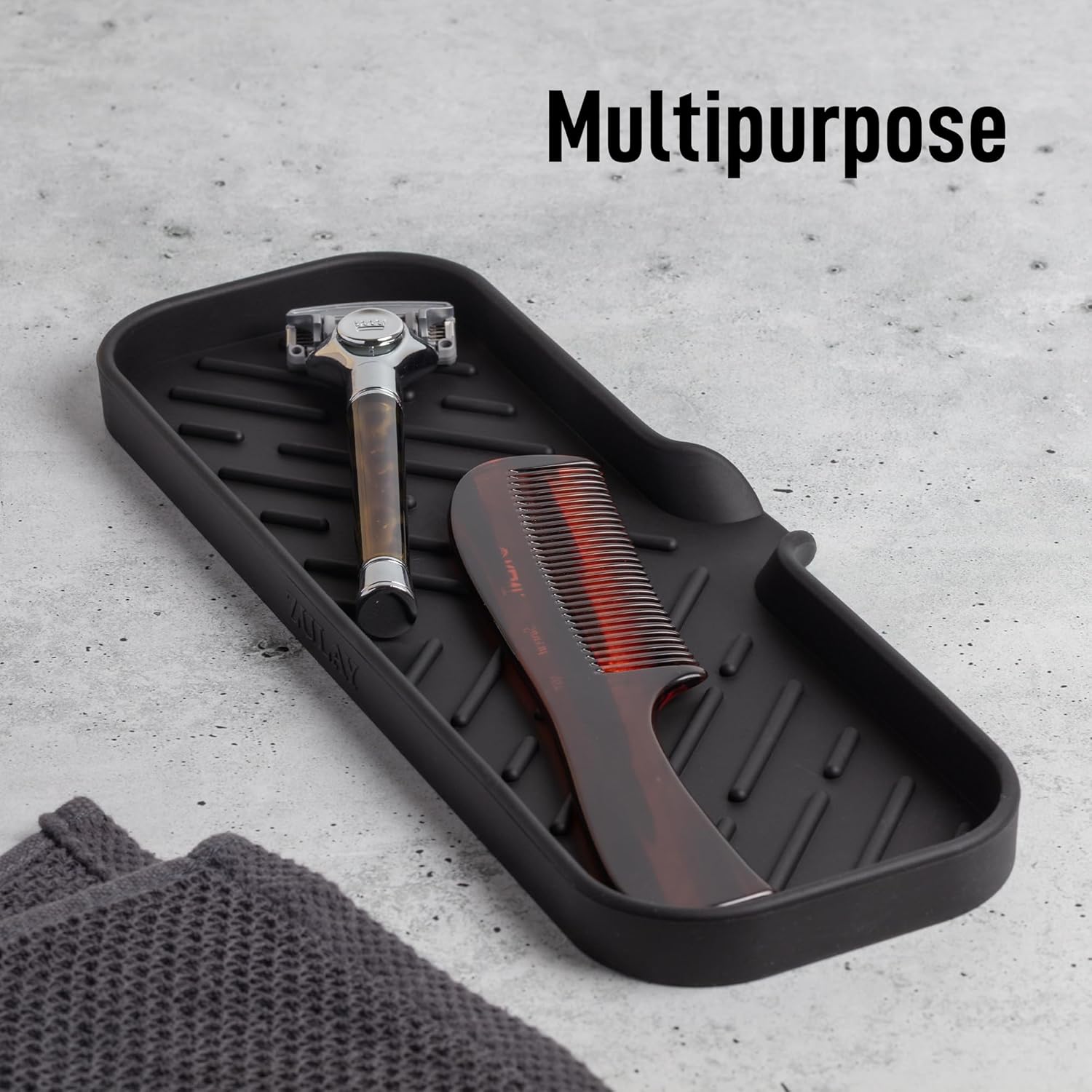 Zulay Large Silicone Sponge Holder (12x4) – Flexible Sink Organizer Tray for Kitchen & Bathroom