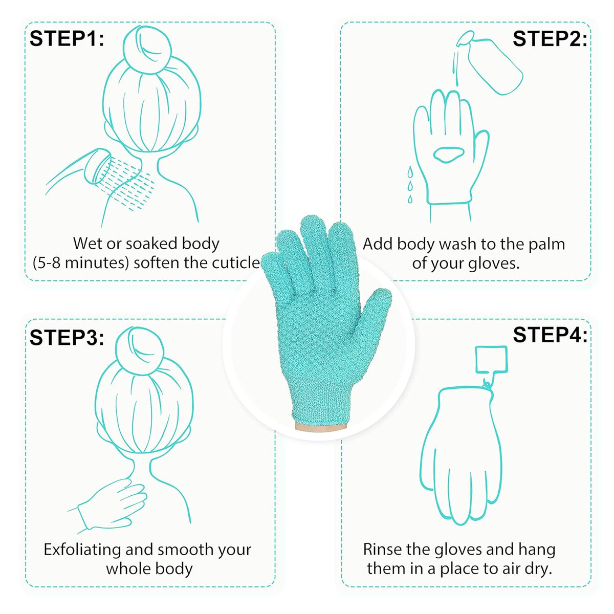 Evridwear Exfoliating Gloves for Shower, 100% Nylon Thick Soft Medium Heavy Bathing Gloves Dead