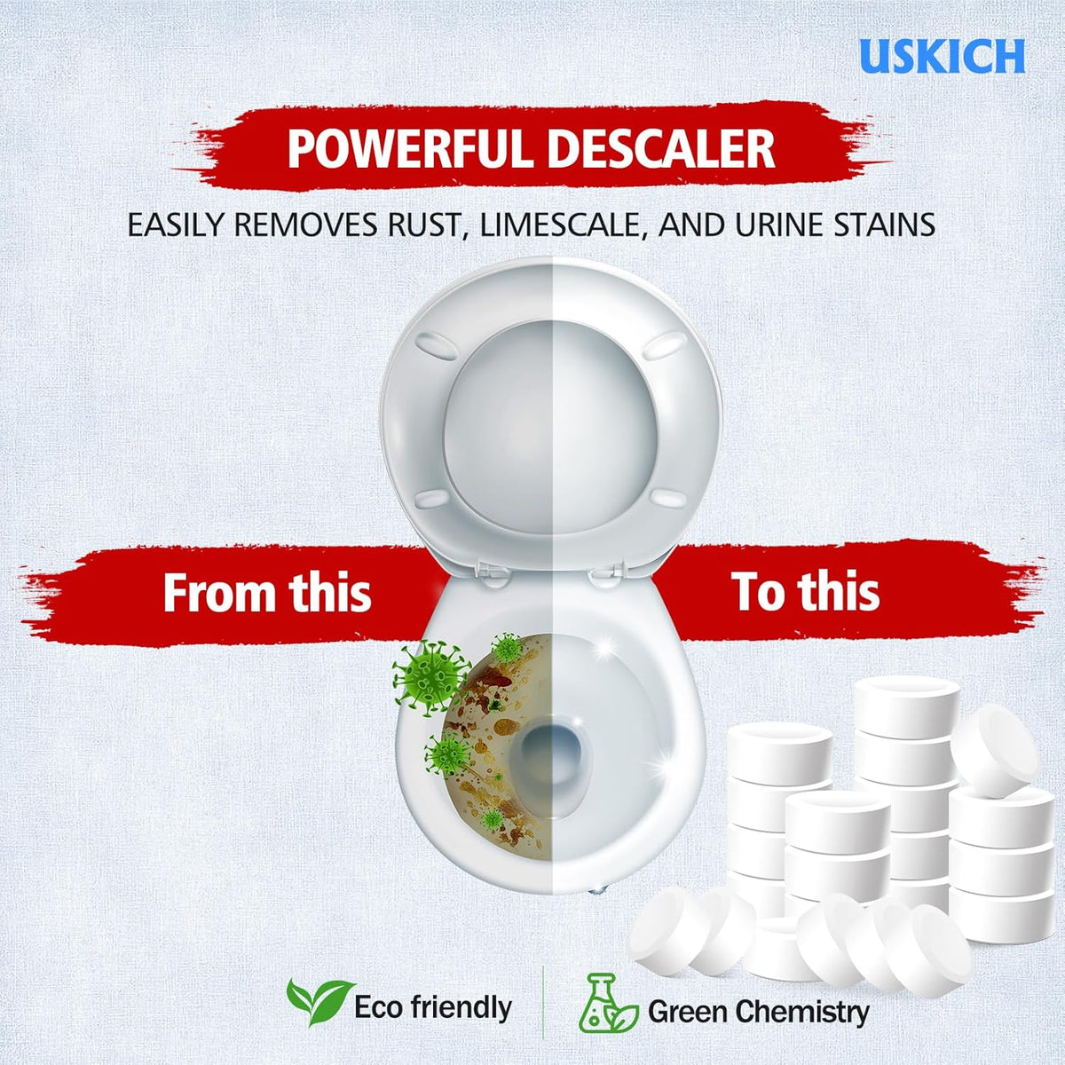USKICH Toilet Bowl Cleaner 40 PACK, Household Automatic Toilet Bowl Cleaners with Bleach, Bathroom