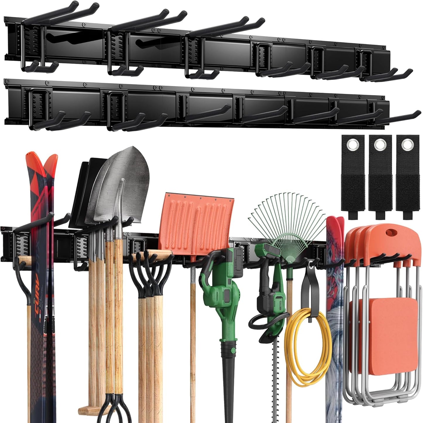 LBT 99" Garage Tool Organizer Wall Mount - 1000lbs Garden Tool Organizer with Adjustable Hooks