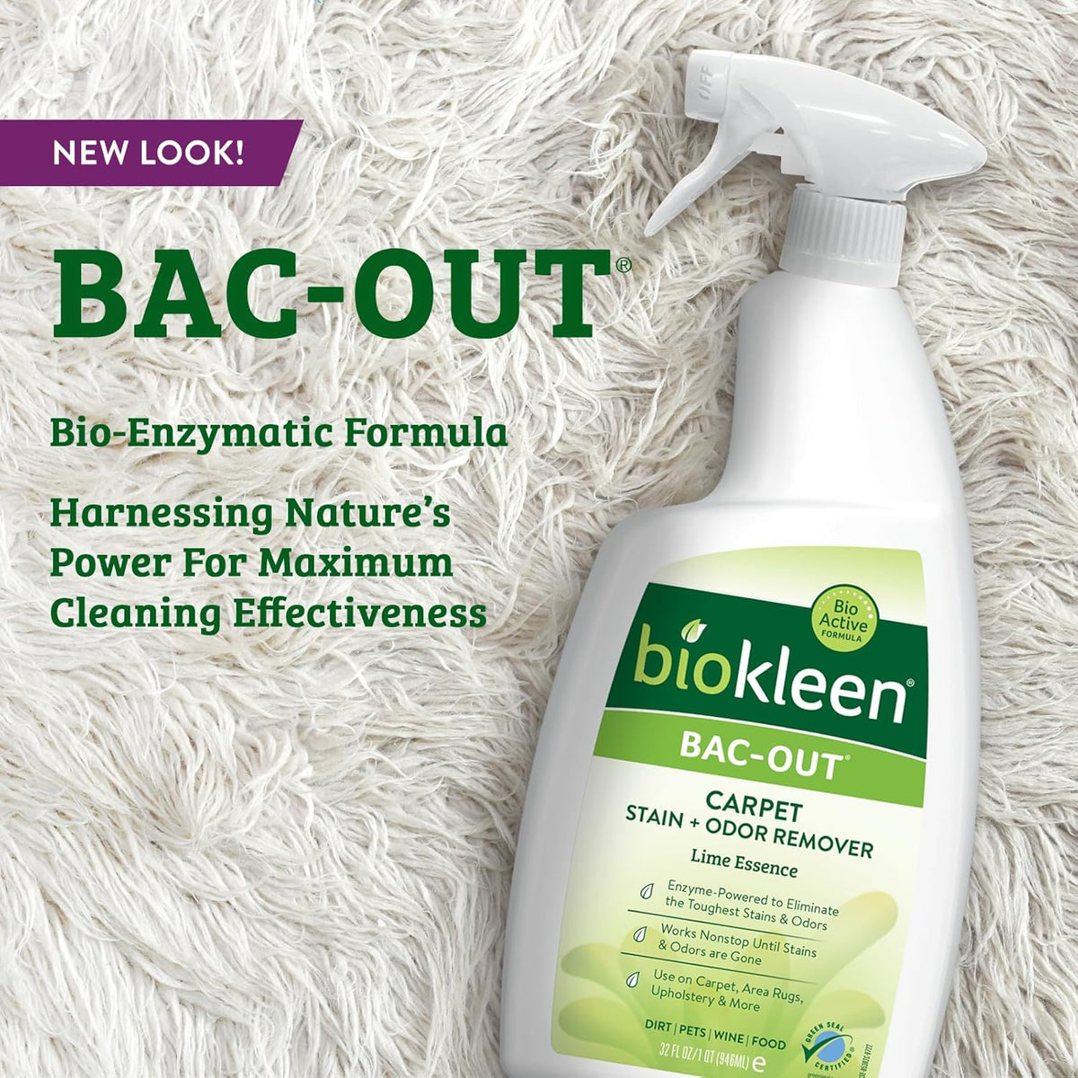 Biokleen Bac-Out Carpet Cleaner Spray, Stain Remover and Odor Eliminator, Use on Area Rugs
