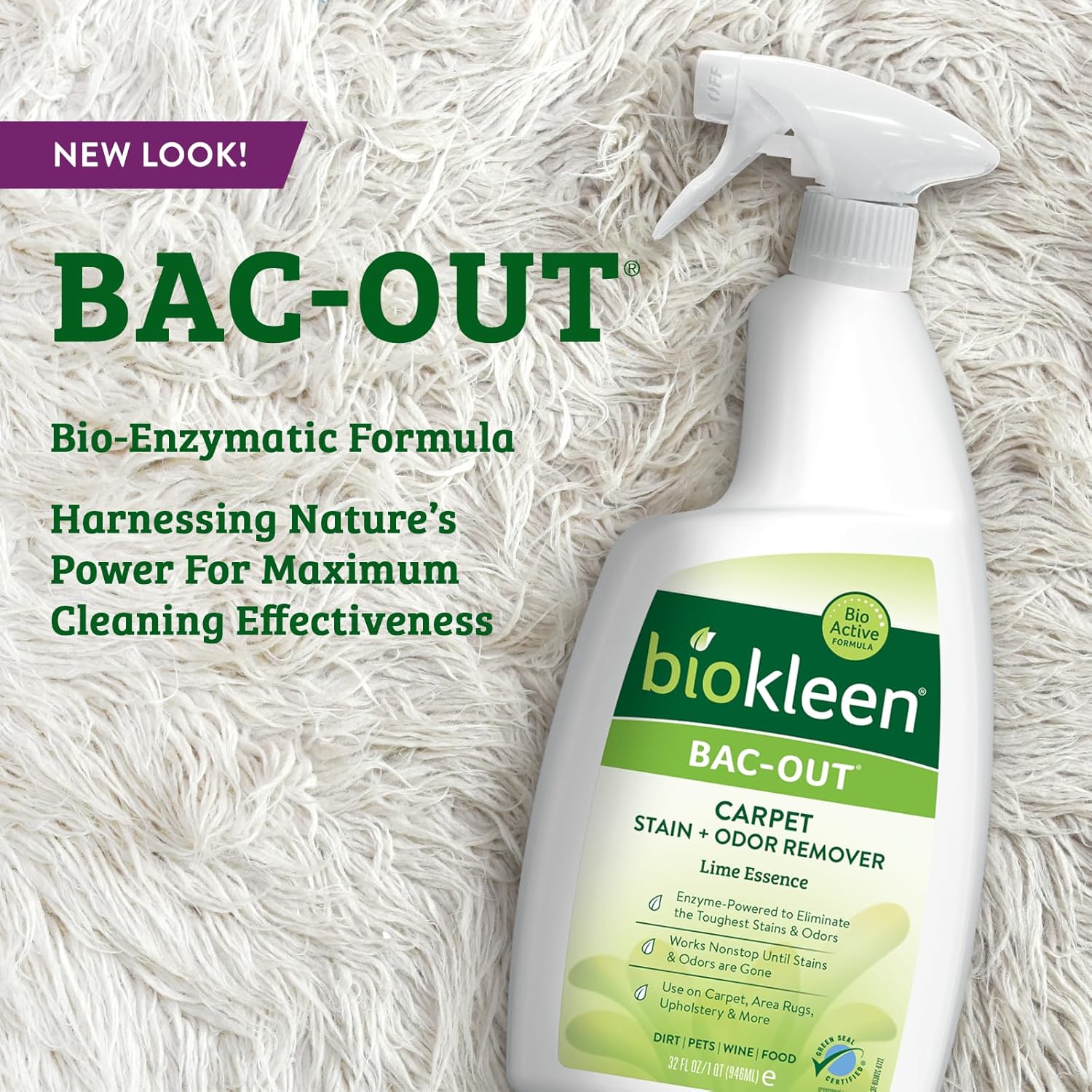 Biokleen Bac-Out Carpet Cleaner Spray, Stain Remover and Odor Eliminator, Use on Area Rugs