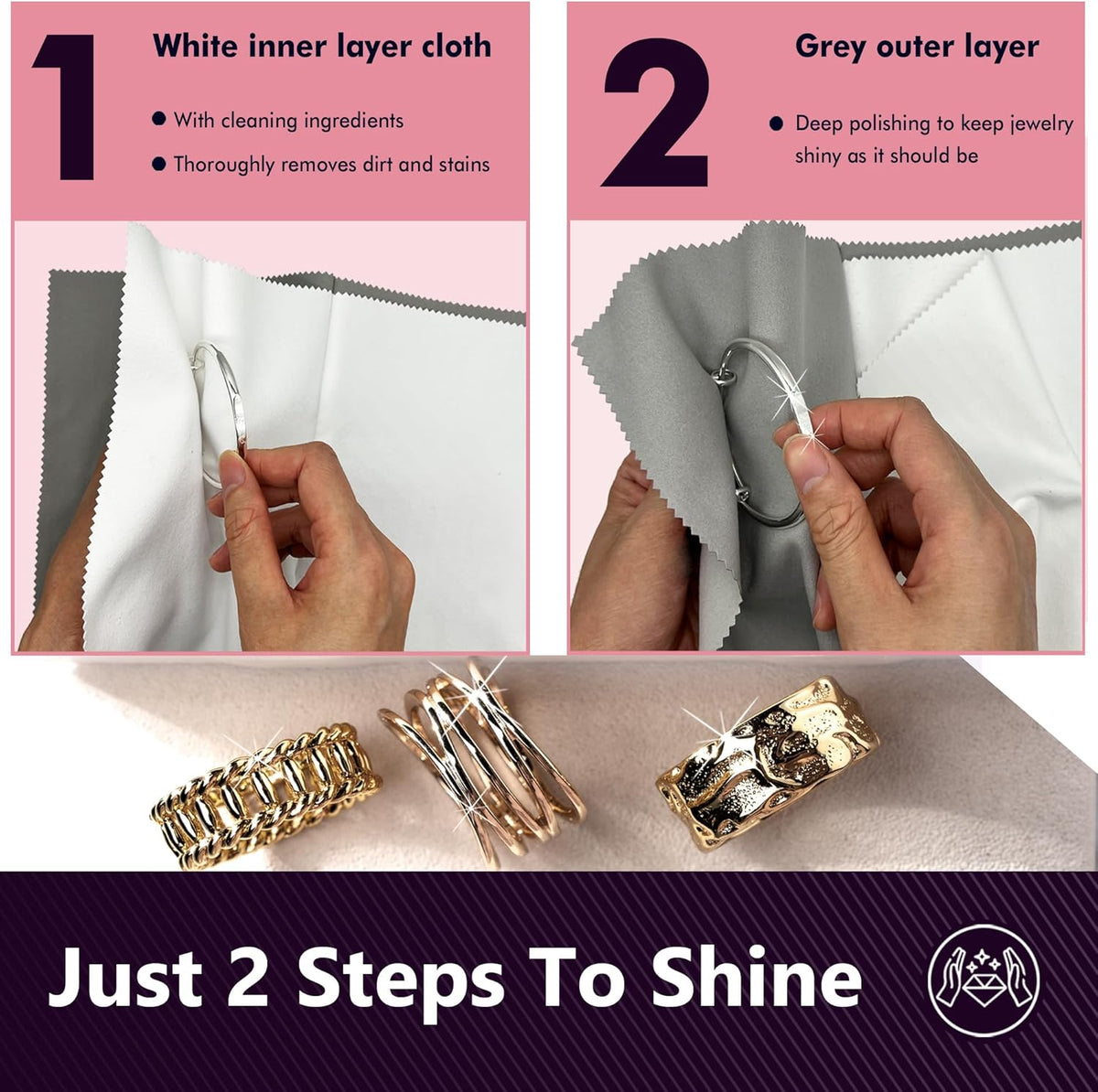 4 PCS Silver polishing Cloth,Jewelry Cleaning Cloth for Sterling Silver, Multi-Layer Silver Jewelry