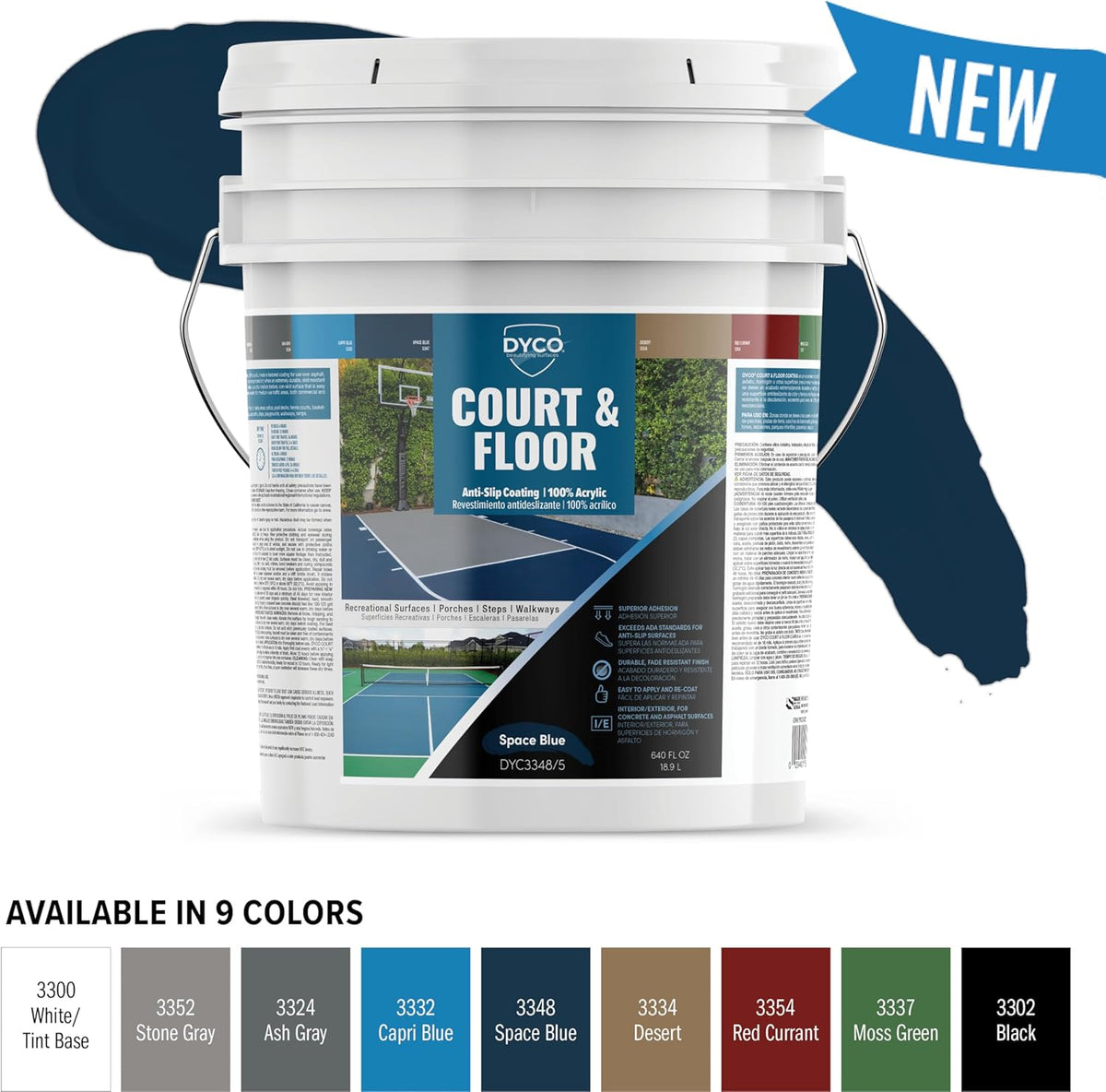 DYCO Court & Floor Anti-Slip Coating - Slip-Resistant Pavement, Cement & Concrete Paint for