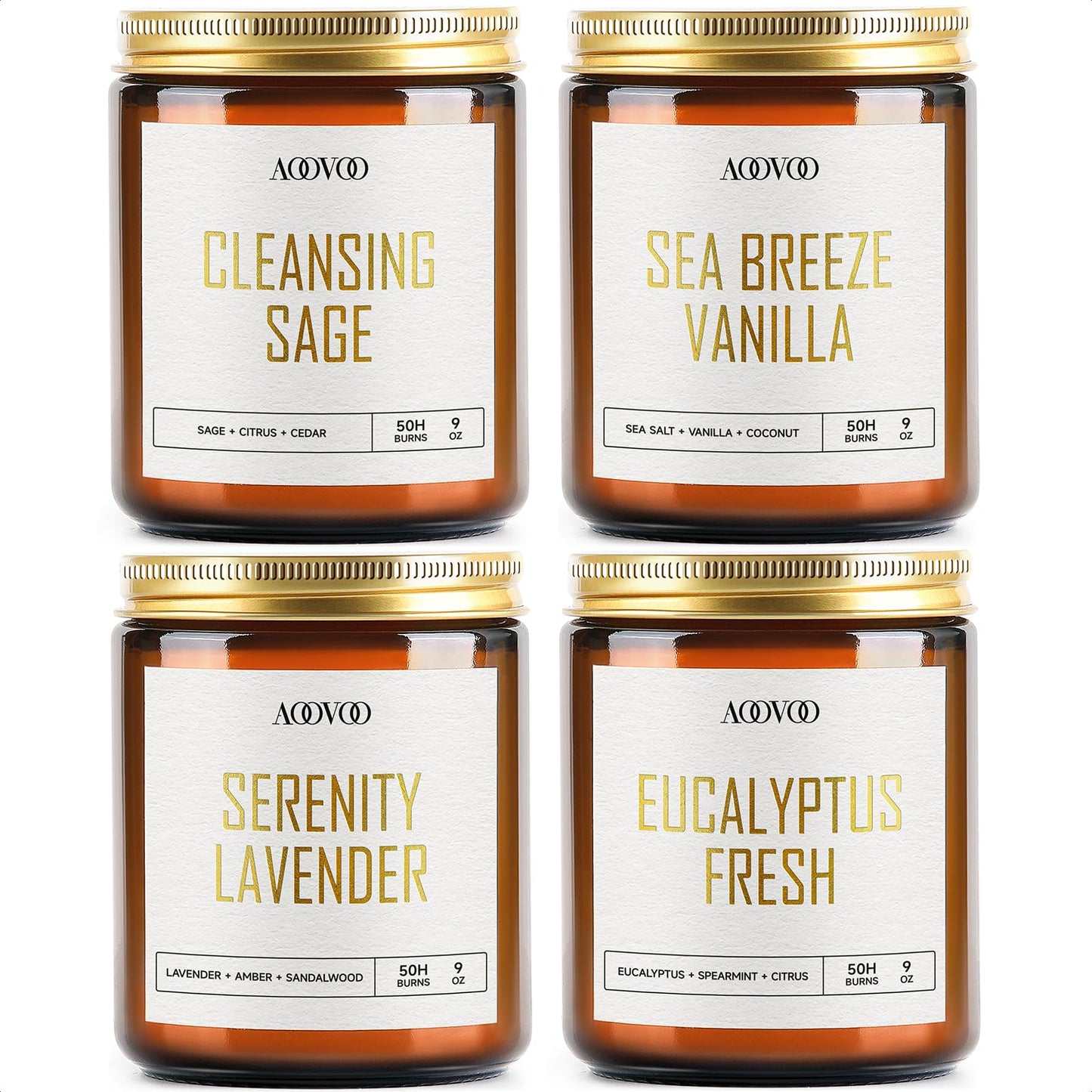 AOOVOO Scented Candles - 4PC Candle Set, 36 oz Soy Candles