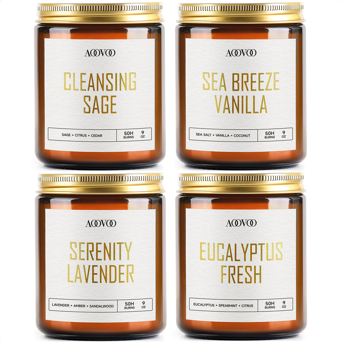 AOOVOO Scented Candles - 4PC Candle Set, 36 oz Soy Candles