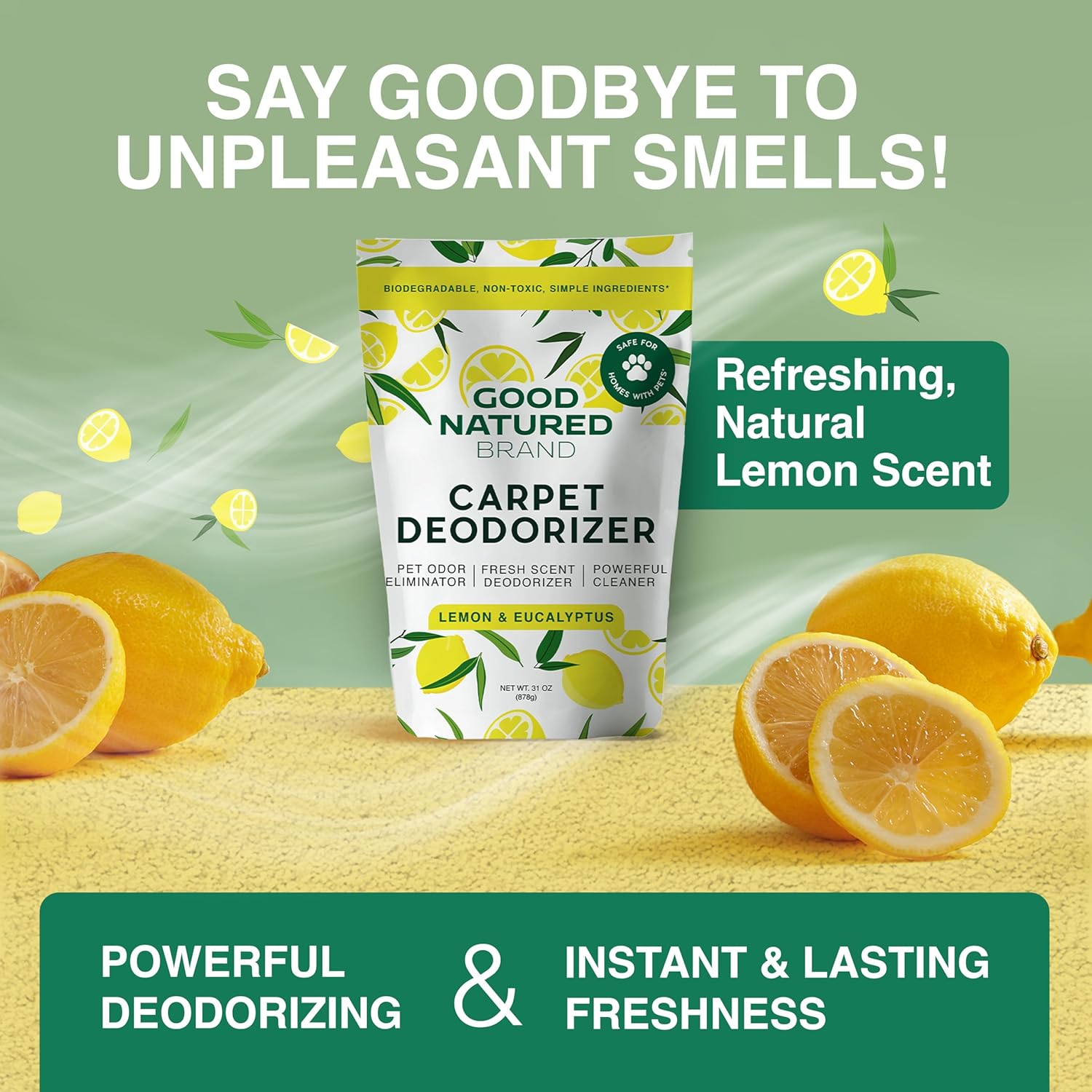 Good Natured Brand | Carpet Deodorizer & Freshener Powder | 31 oz Pet Odor Eliminator for Strong