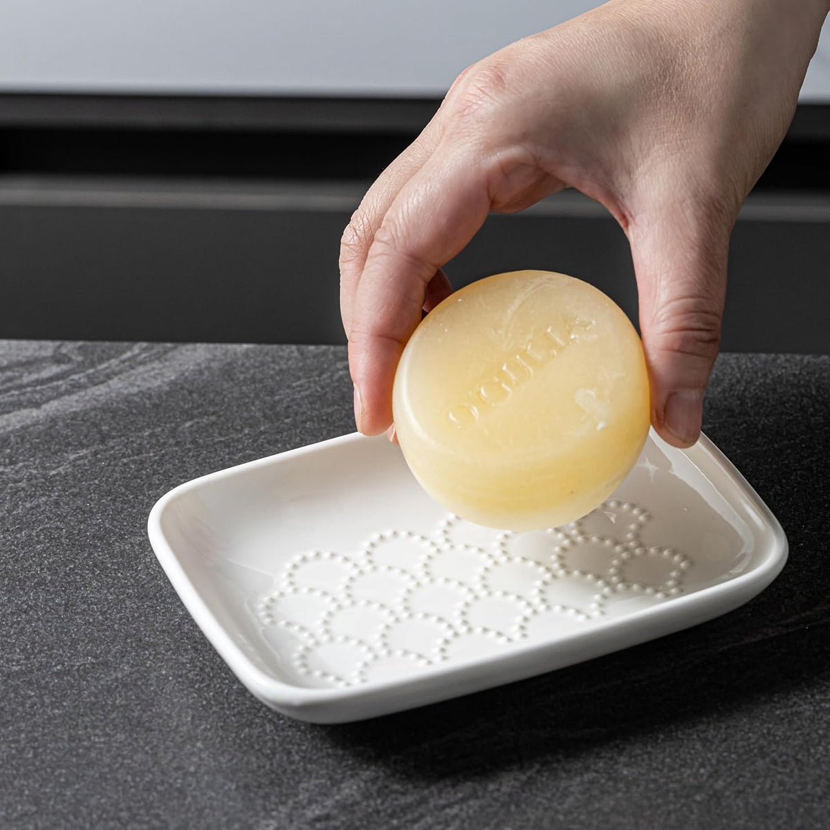 Gomakren Soap Dish for Shower, Ceramic Soap Dishes for Bar Soap Sponge, Shower Soap Holder Saver