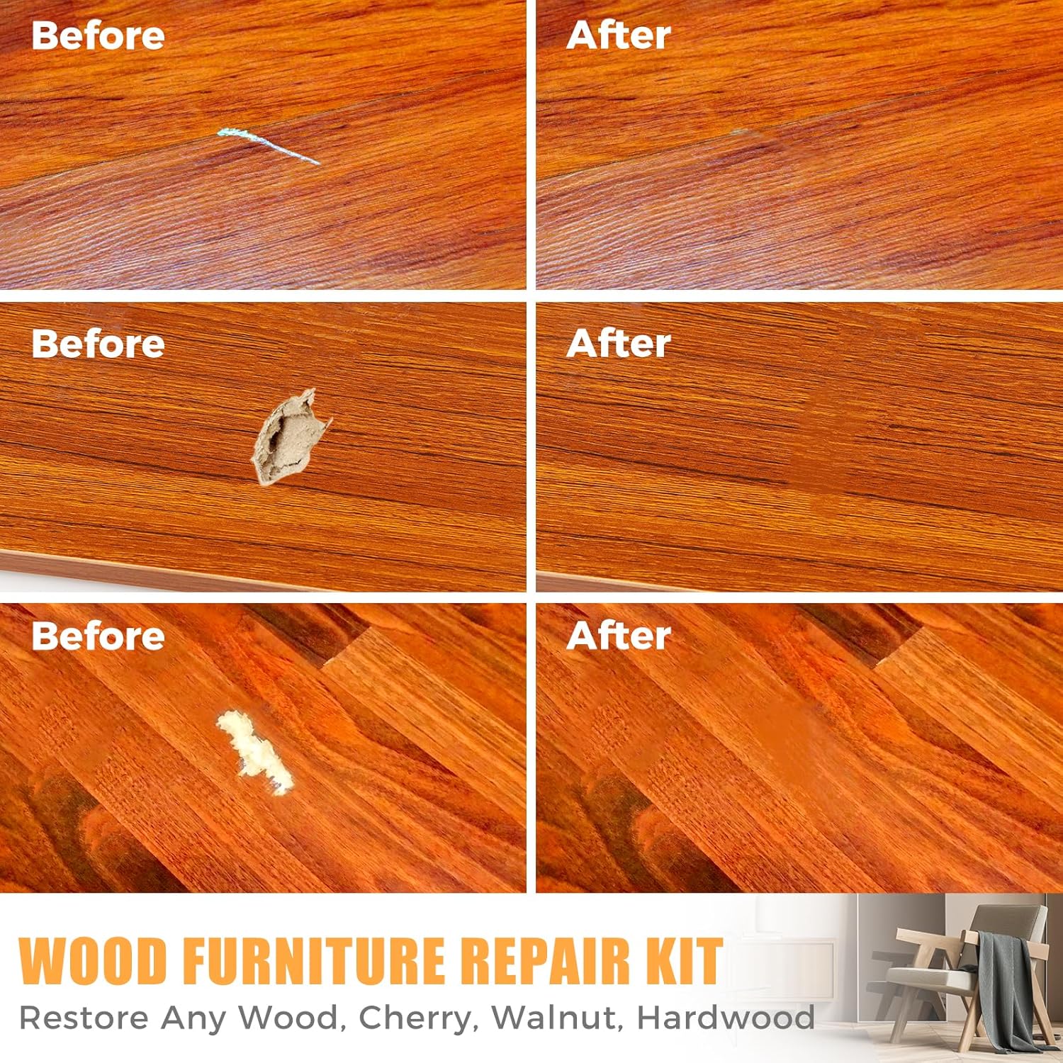 Wood Furniture Repair Kit- Set of 41 Laminate Vinyl Floor Repair Kit Wood Fillers,Floor Scratch