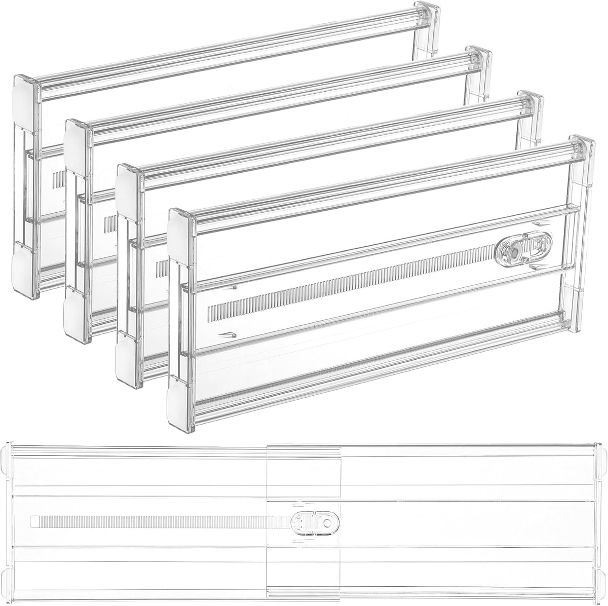 Vtopmart 4 Pack 6" Tall Upgrade Drawer Dividers for Big and Deep Drawer, 12.8"-22.3" Adjustable
