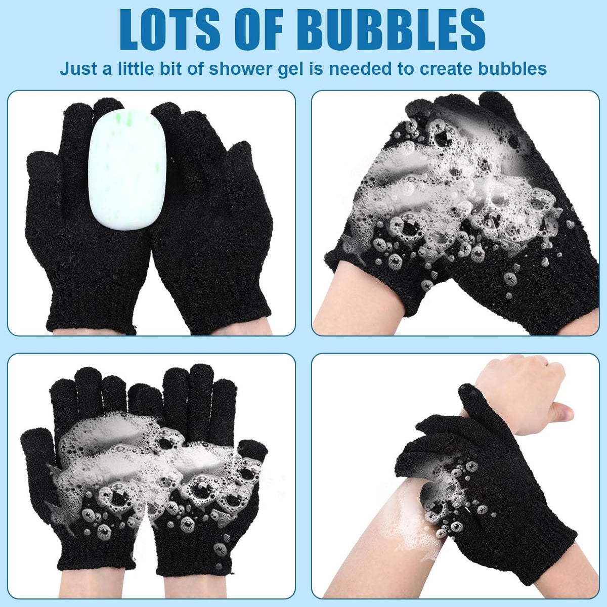 60Pcs Exfoliating Gloves Bulk, Exfoliating Body Scrubber Glove Exfoliator for Body Scrub Mitt, Bath