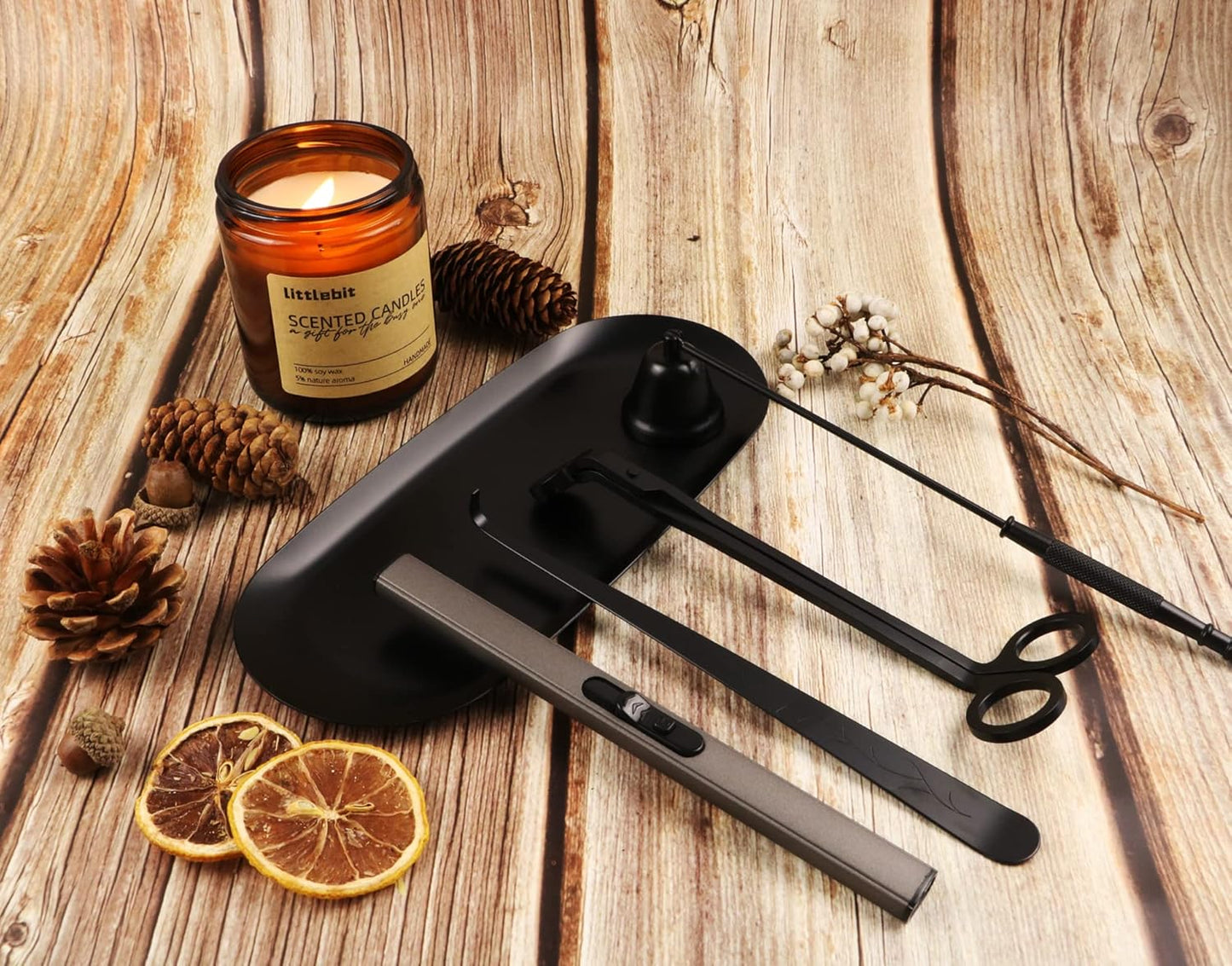 5IN1 Candle Accessory Set, Candle Wick Trimmer Cutter, Candle Snuffer & Candle Wick Dipper,Electric