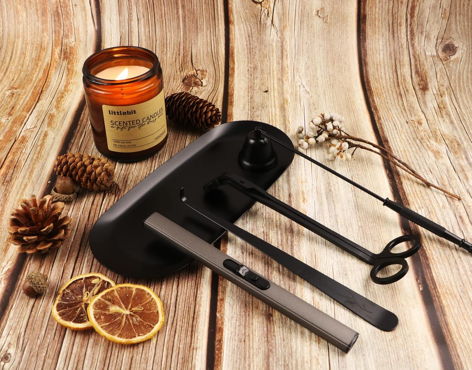 5IN1 Candle Accessory Set, Candle Wick Trimmer Cutter, Candle Snuffer & Candle Wick Dipper,Electric