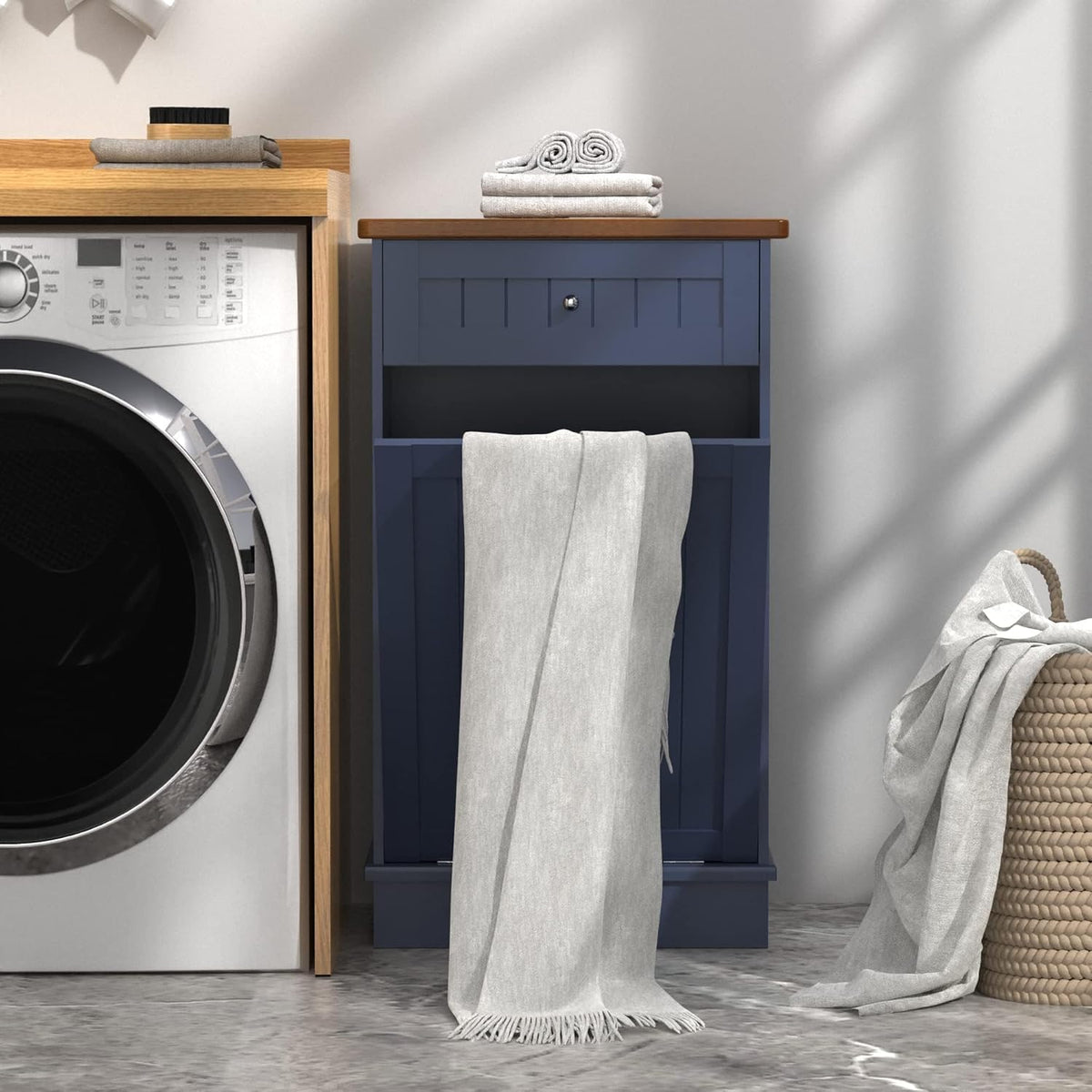 Betterhood Tilt Out Trash Cabinet 10 Gallon Wooden Free Standing Laundry Sorter Cabine,Recycling