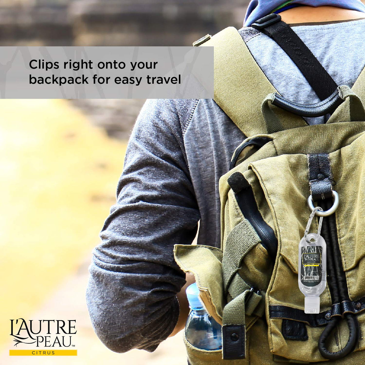 Travel Hand Sanitizer Gel with Aloe Vera & Vitamin E Made by L’AUTRE PEAU - Citrus Scented Alcohol