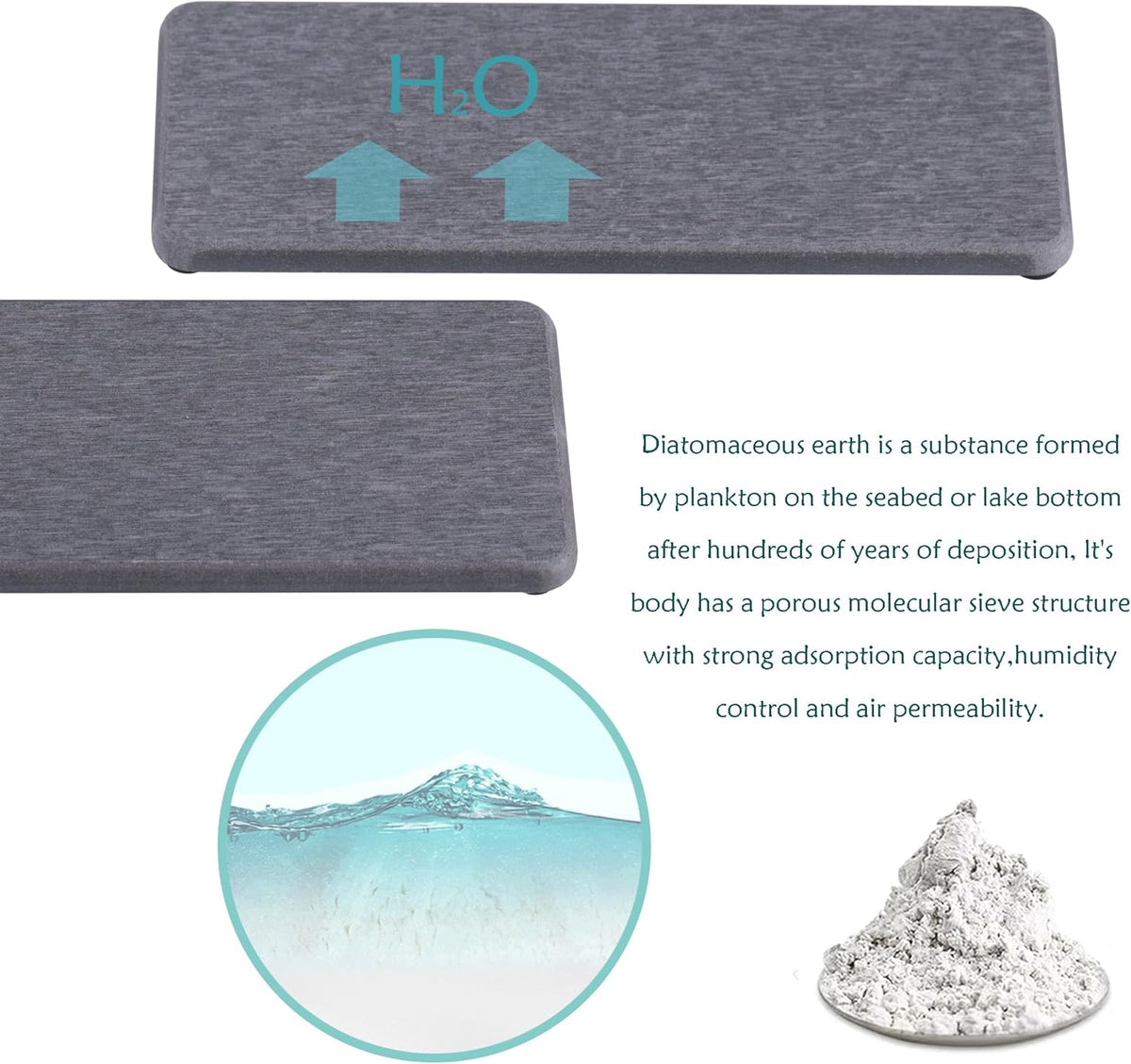 2 Pcs Water Absorbing Stone Trays, Kitchen/Bathroom Sink Soap Dish, Diatomite Tray Used for Hand