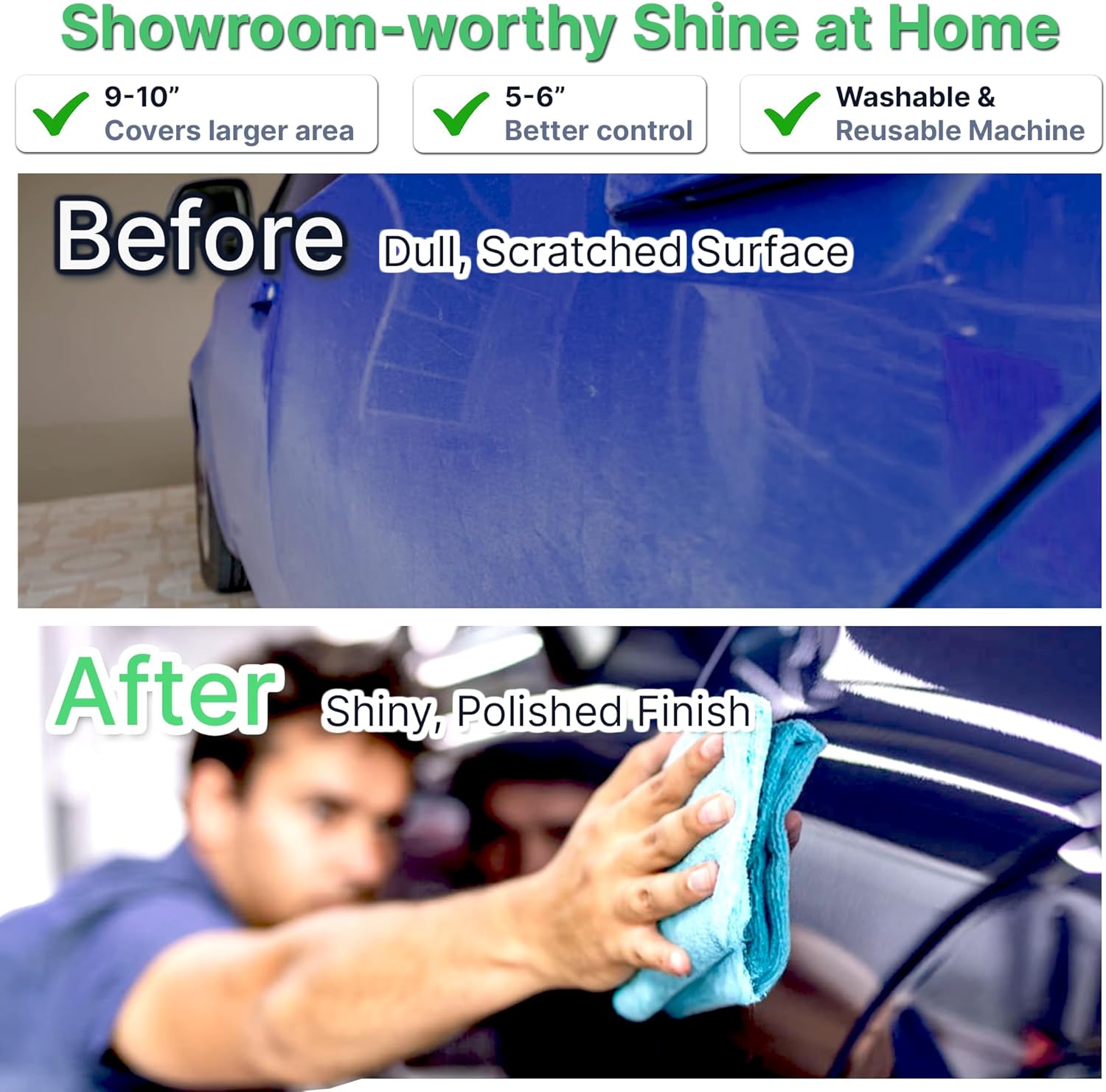 6 Pack Buffing Pads, Polishing Pad Covers, Microfiber & Wool for 5–6 Inch Buffer Polisher; Car