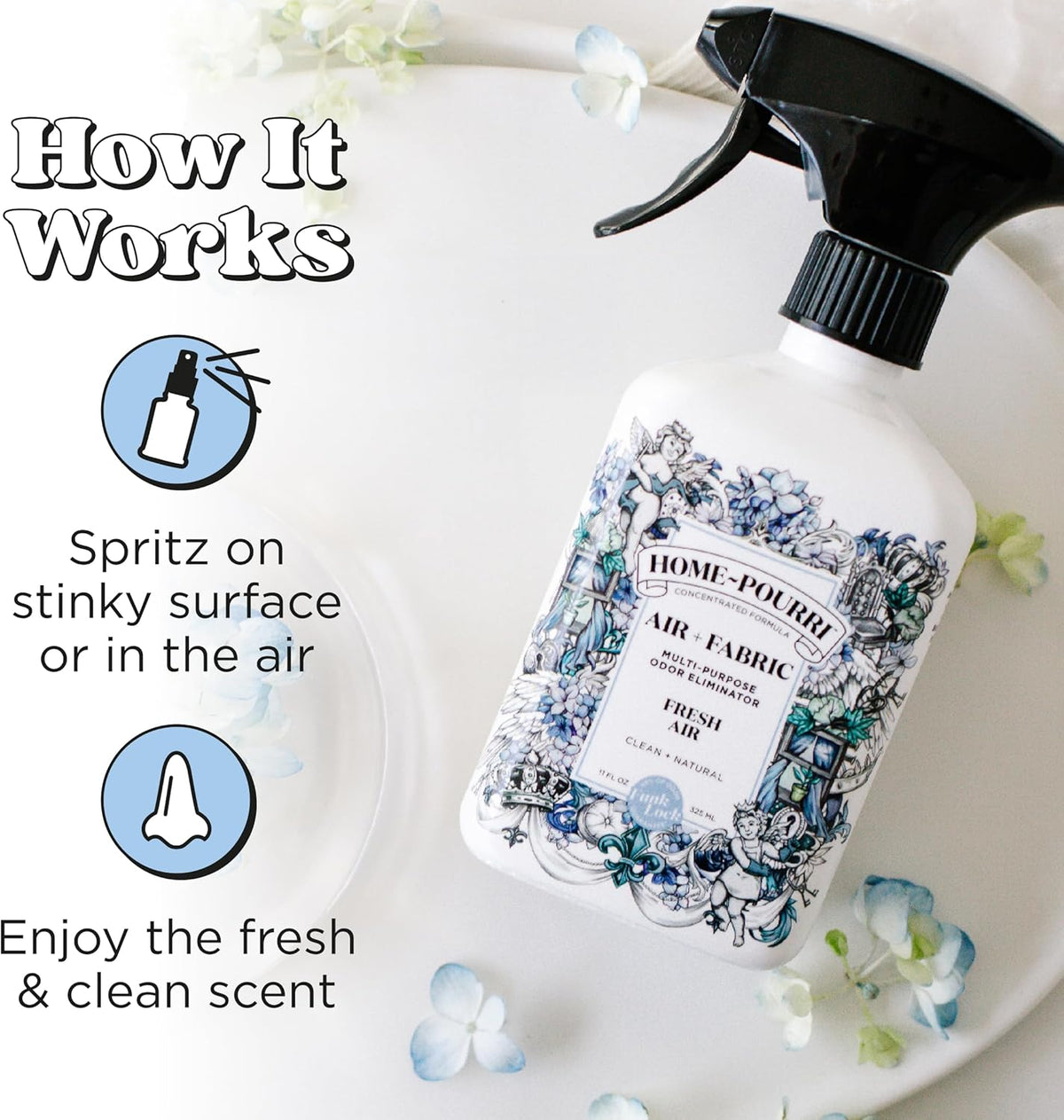 Home-Pourri Air + Fabric Multi-Purpose Odor Freshener Spray, 11 Fl Oz, Up to 570 Uses, Fresh Air