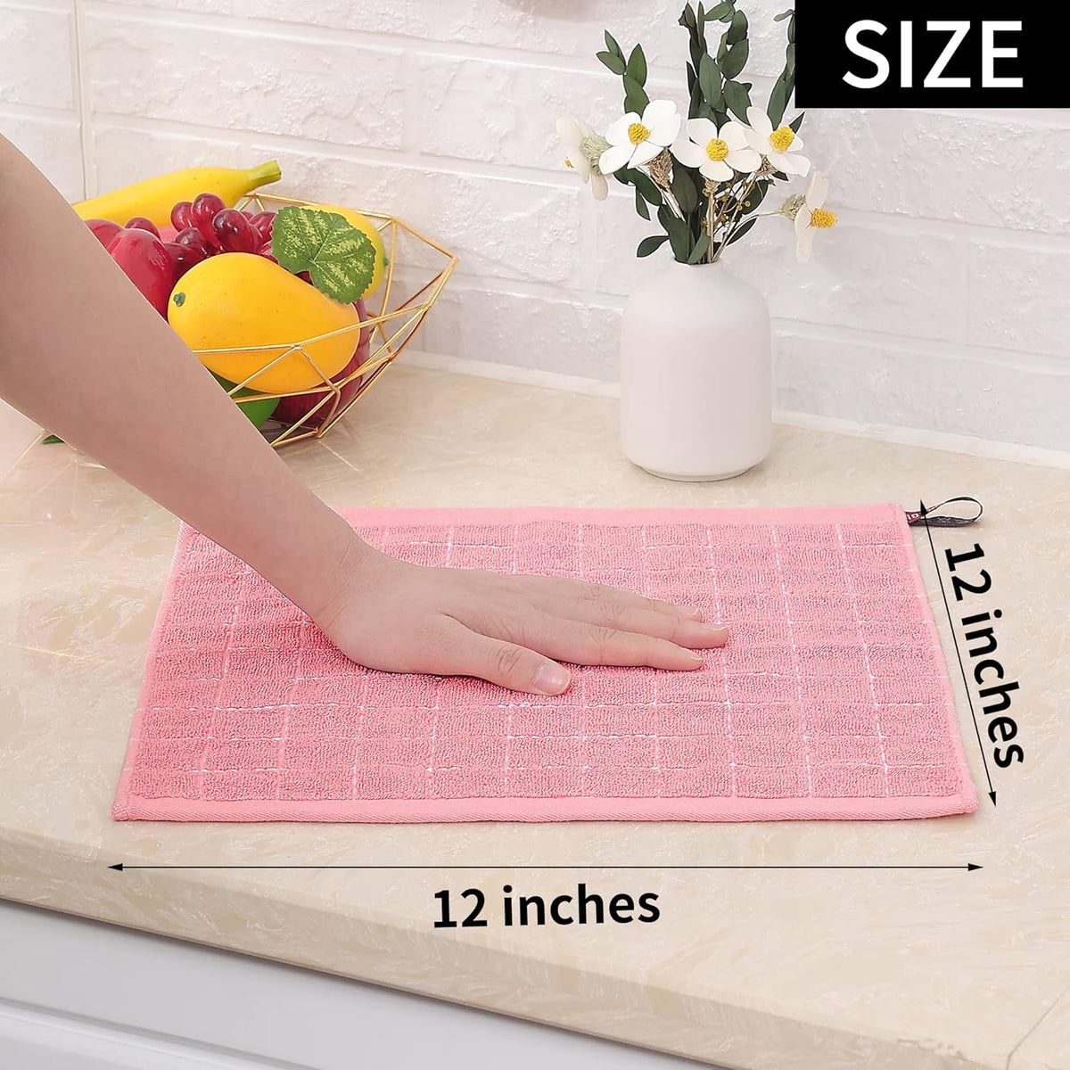 Homaxy 100% Cotton Terry Kitchen Dish Cloths, Ultra Soft and Absorbent Dish Towels for Kitchen