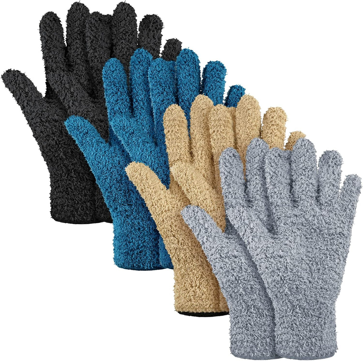 Bencailor 4 Pairs Microfiber Dusting Gloves Washable Reusable Cleaning Gloves Mittens for Plants
