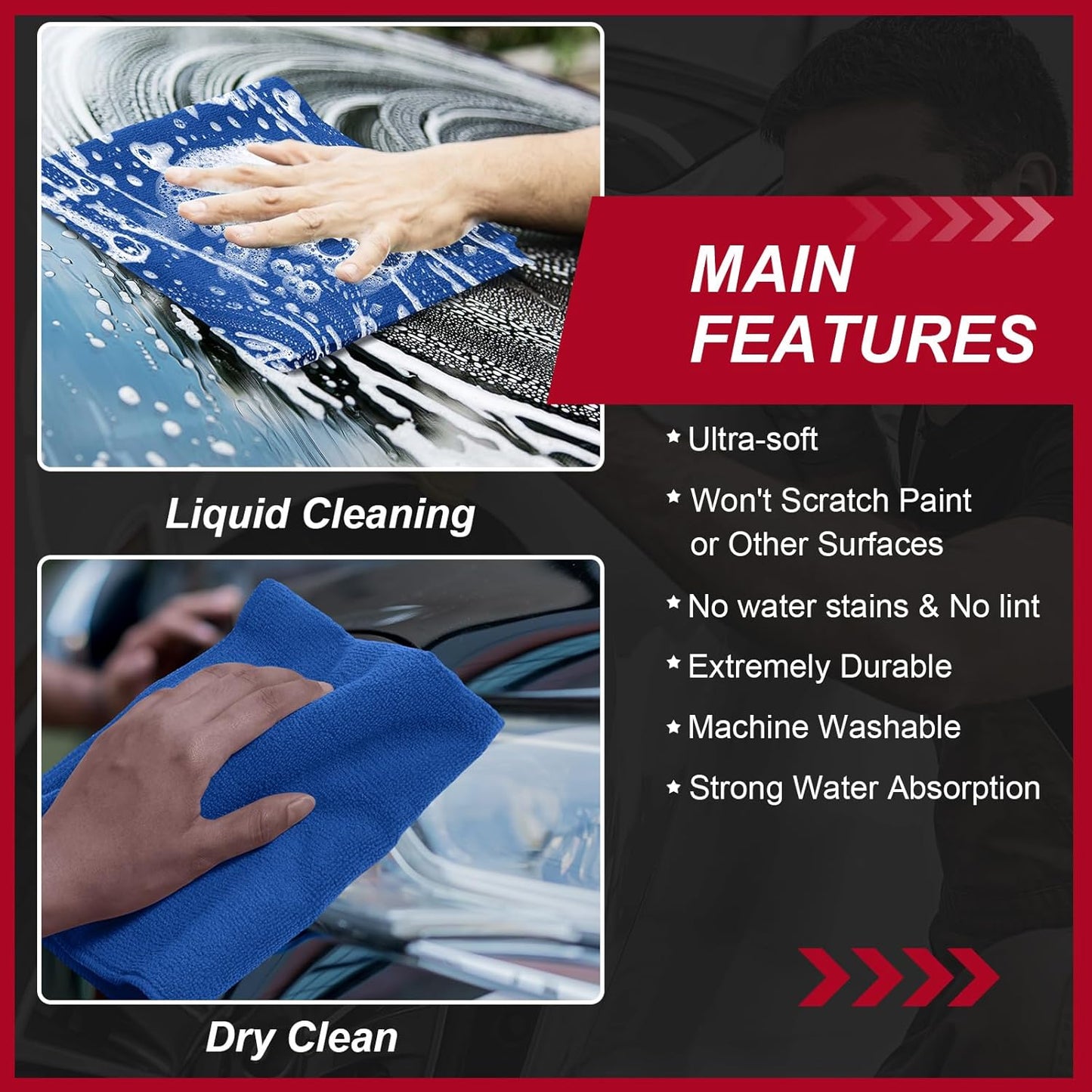 200 Pcs Microfiber Cleaning Cloth 16x16 Inch Microfiber Towels for Car Ultra Absorbent Cleaning