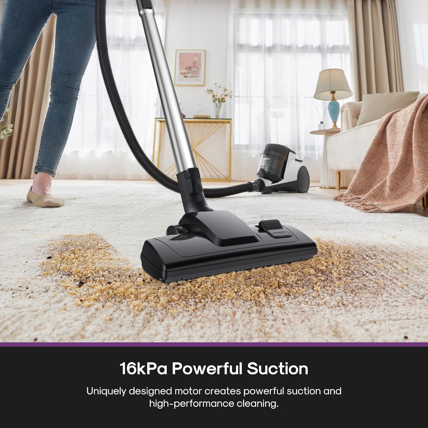 Eureka Bagless Canister Vacuum Cleaner, 1100W High Power Vacuum Cleaner for Carpets and Hard Floors