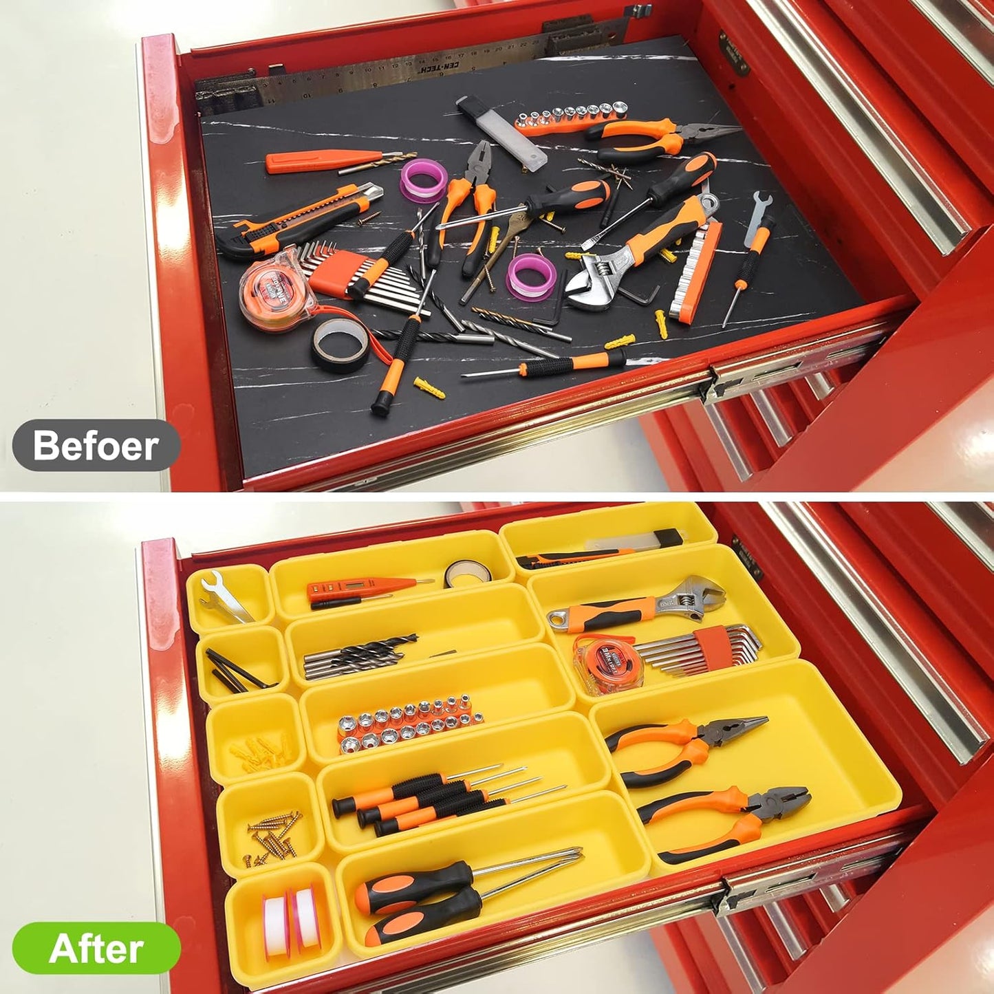 42 Pack Tool Box Organizer Tool Tray Dividers, Rolling Tool Chest Cart Cabinet Workbench Desk